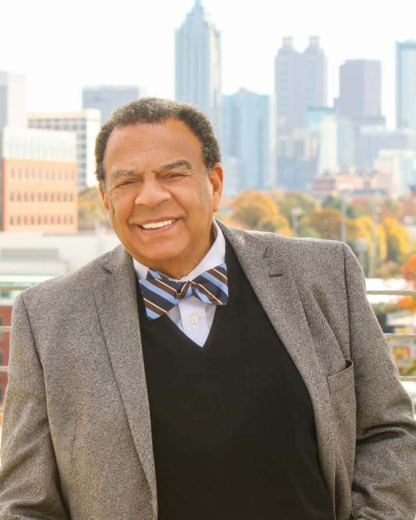 Andrew Young, multicolored bowtie, gray blazer, SD Phone Wallpaper