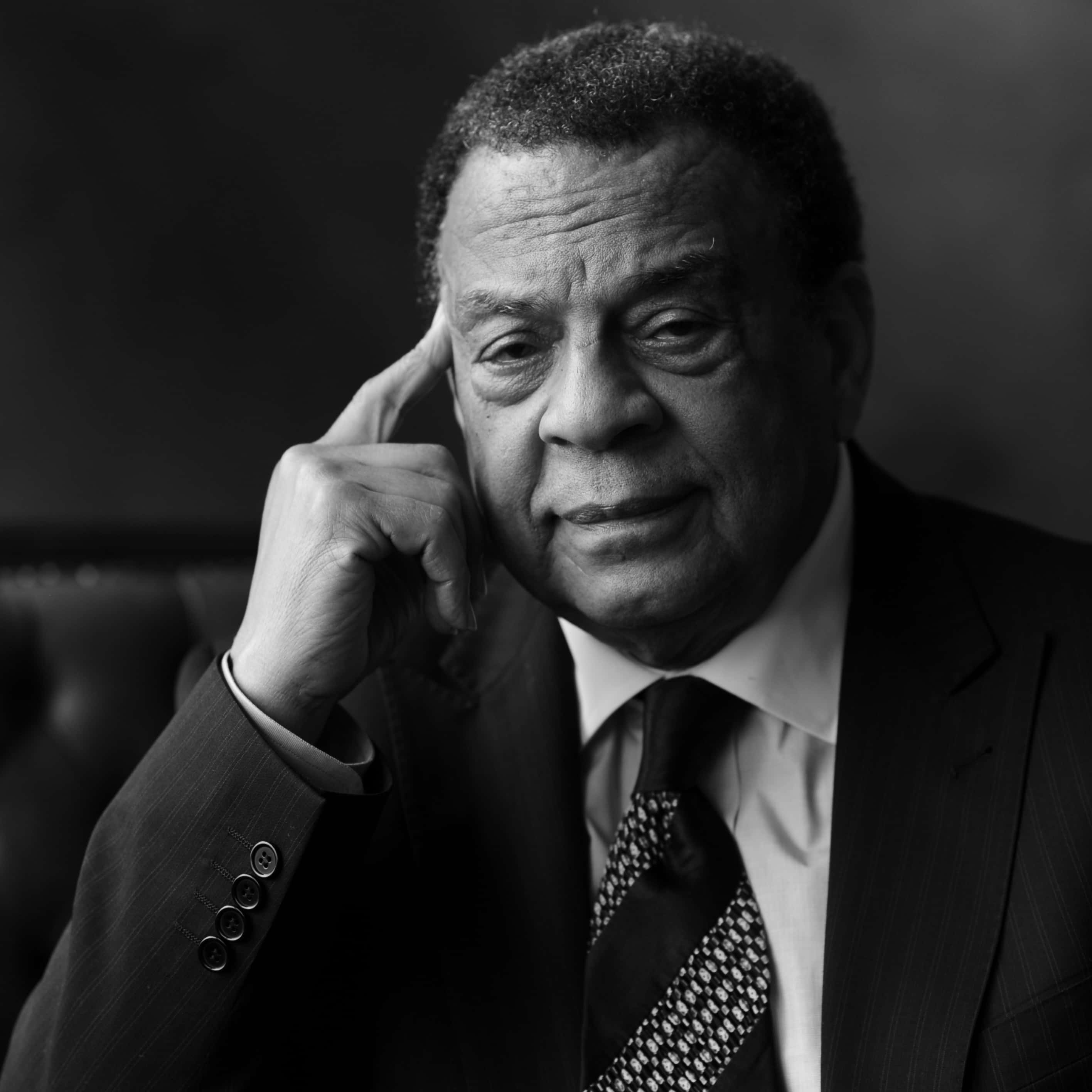 Andrew Young, black and white portrait, elderly man, 2K Desktop Wallpaper