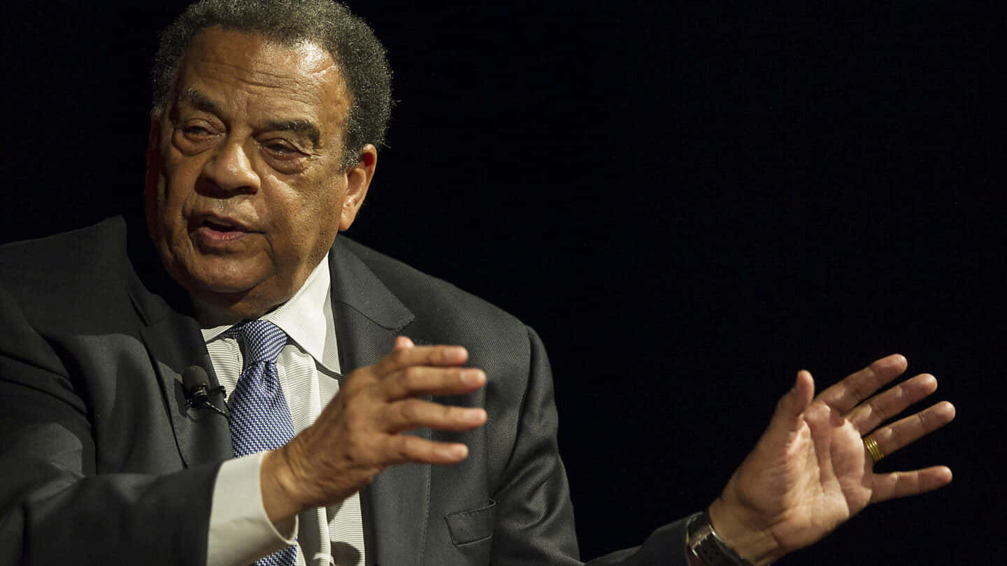 Andrew Young, suit, microphone, HD Desktop Wallpaper