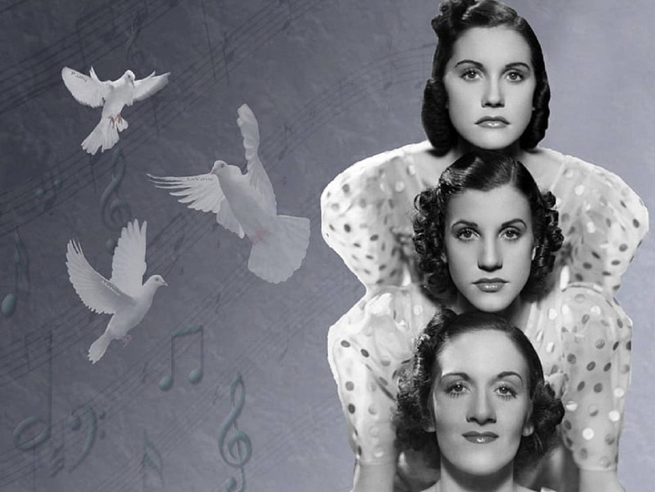 The Andrews Sisters, 1940, polka-dot dresses, HD Desktop Wallpaper