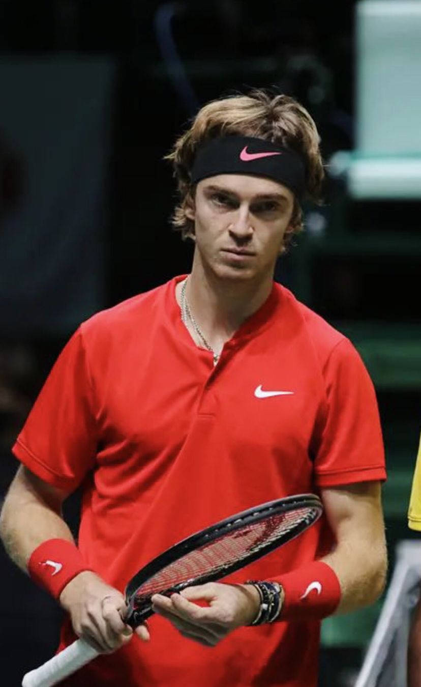 Andrey Rublev, tennis racket, red Nike shirt, HD Phone Wallpaper