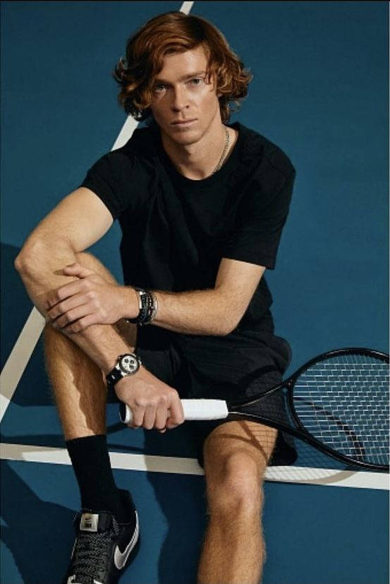 Andrey Rublev, tennis player, blue court, SD Phone Wallpaper