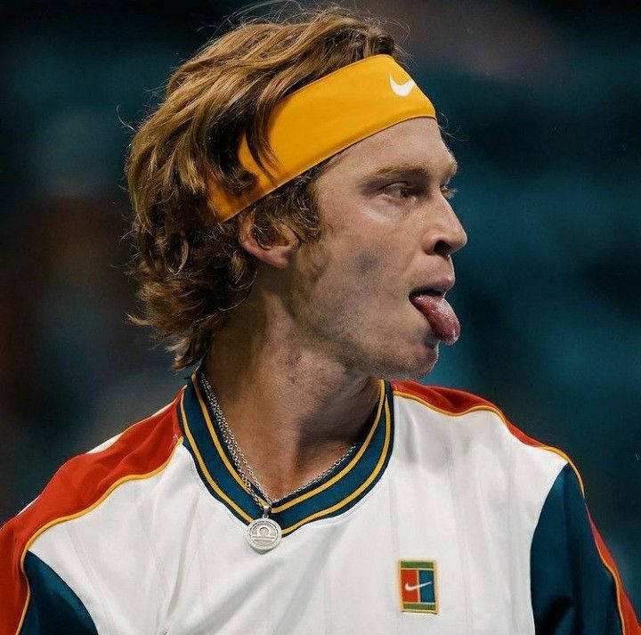 Andrey Rublev, curly hair, yellow headband, SD Desktop Wallpaper