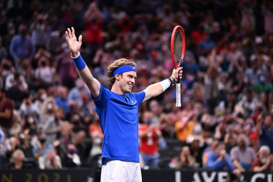 Andrey Rublev, blue, red racket, SD Desktop Wallpaper