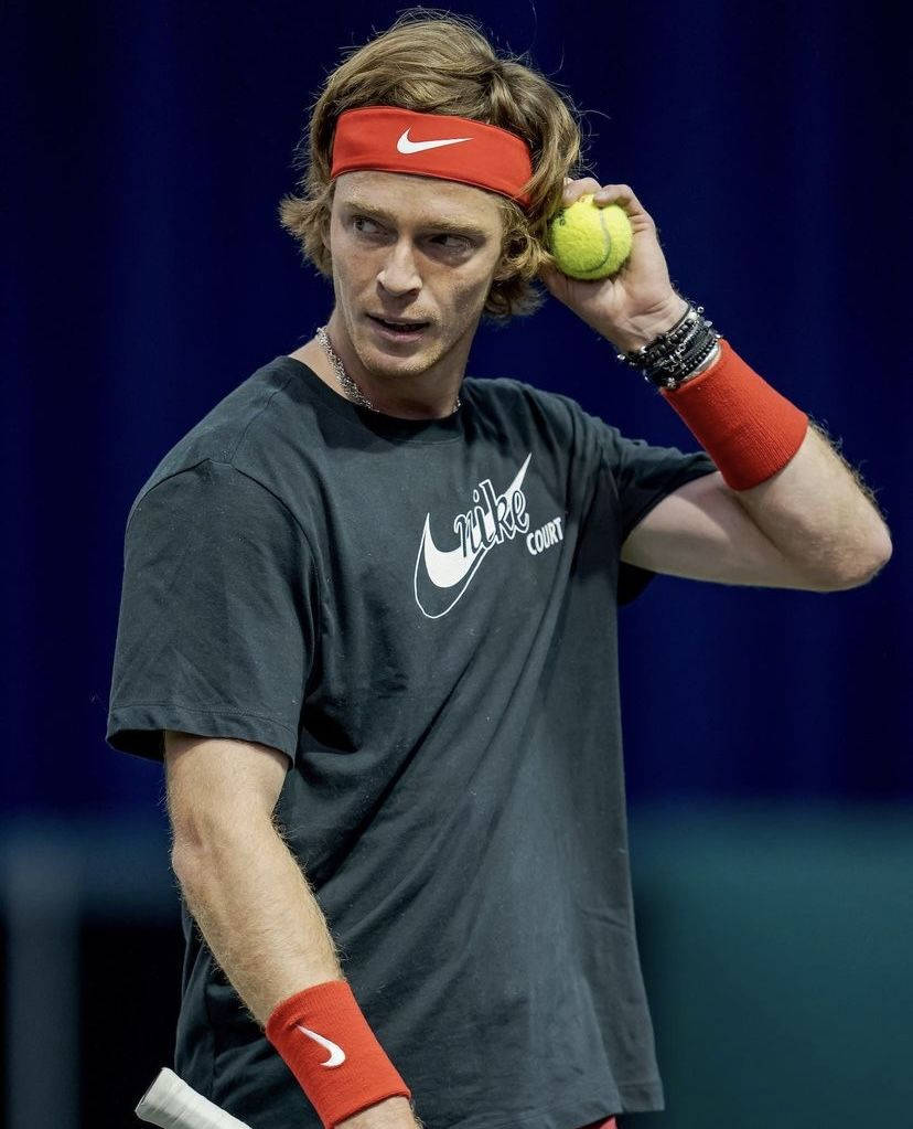 Andrey Rublev, red Nike headband, wristbands, SD Phone Wallpaper