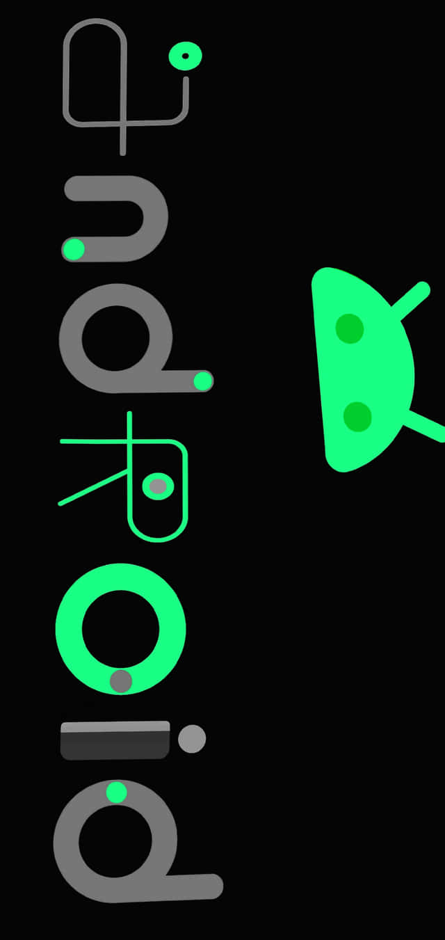 Android 10, green dots, black background, HD Phone Wallpaper
