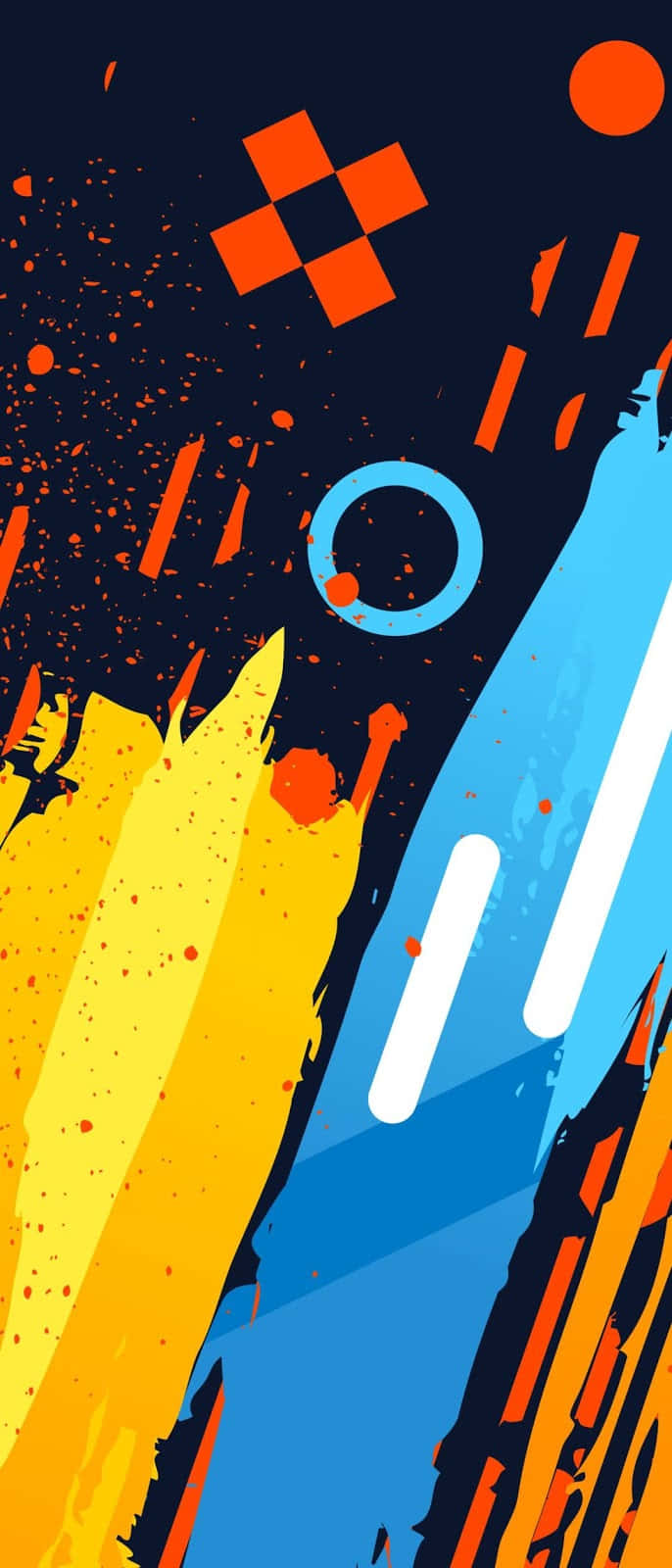 Android 10, orange, blue, HD Phone Wallpaper