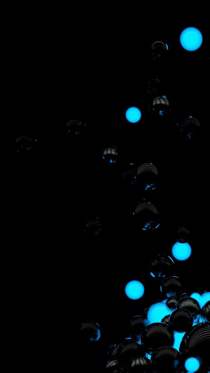 Android 10, glowing blue orbs, deep black void, HD Phone Wallpaper