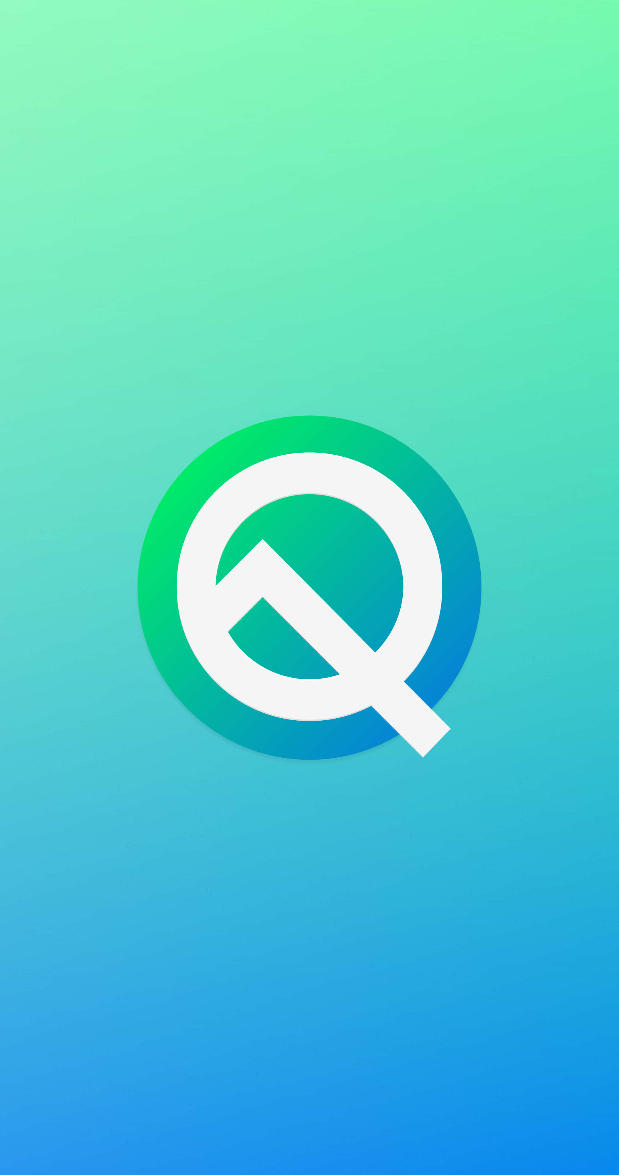Android 10, Q logo, teal to blue gradient, 4K Phone Wallpaper