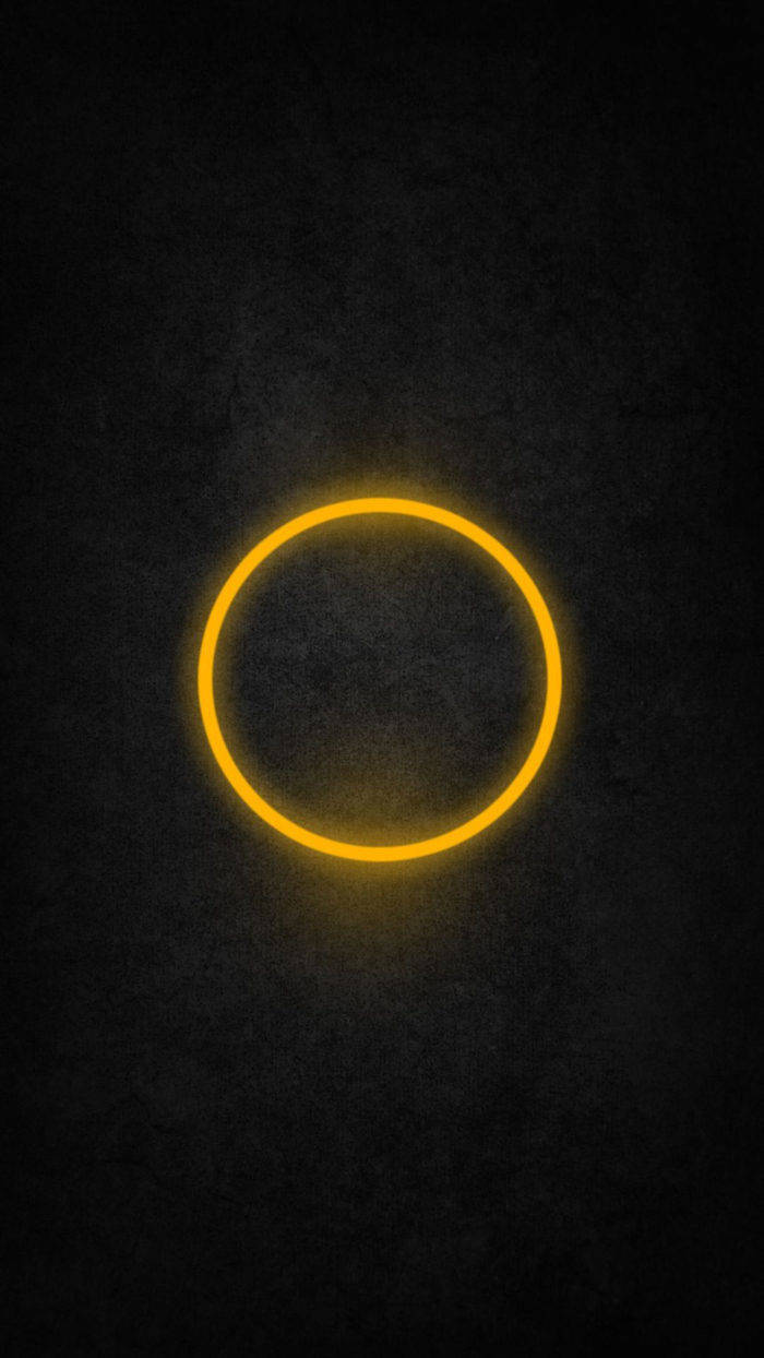 Android 11, glowing yellow ring, textured dark background, SD Phone Wallpaper