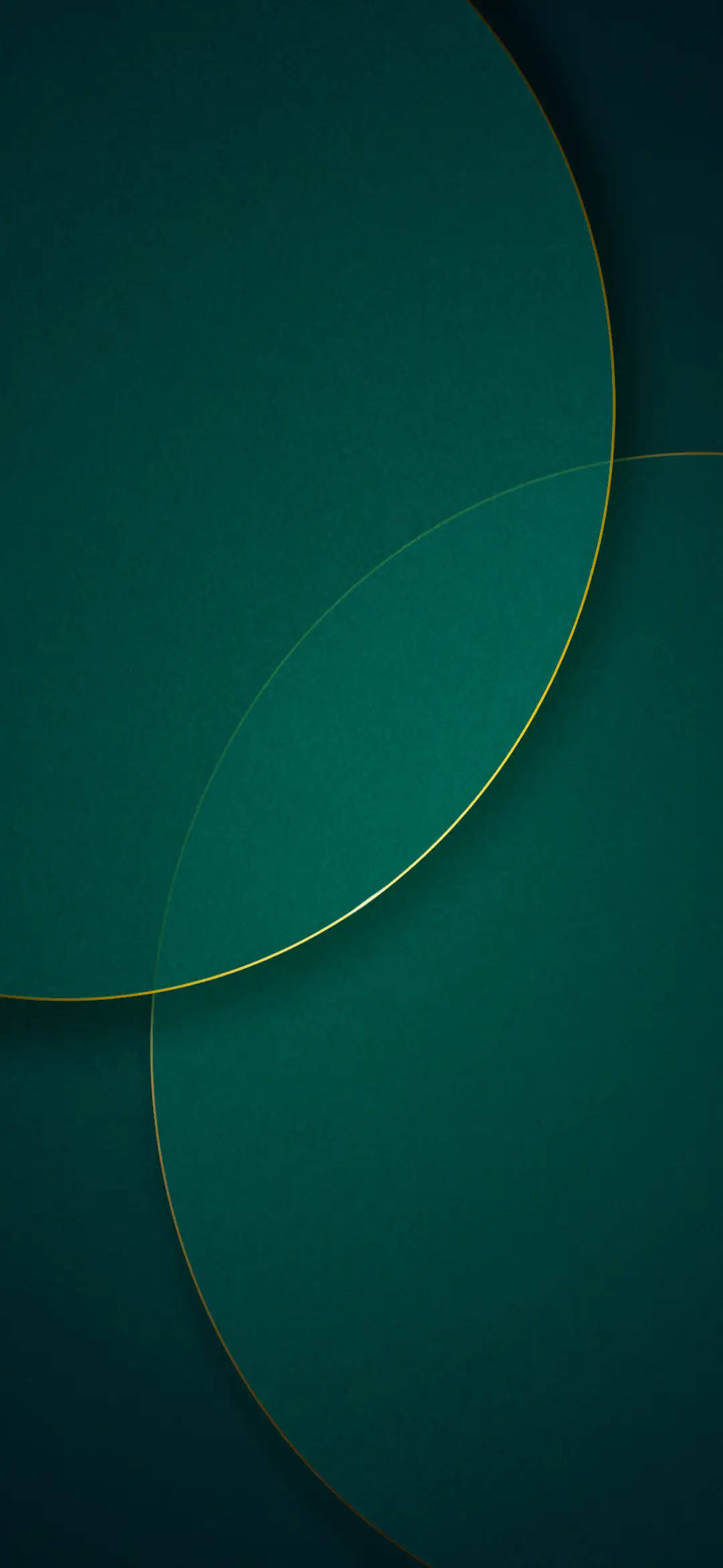 Android 11, teal circles, gold outline, Full HD Phone Wallpaper