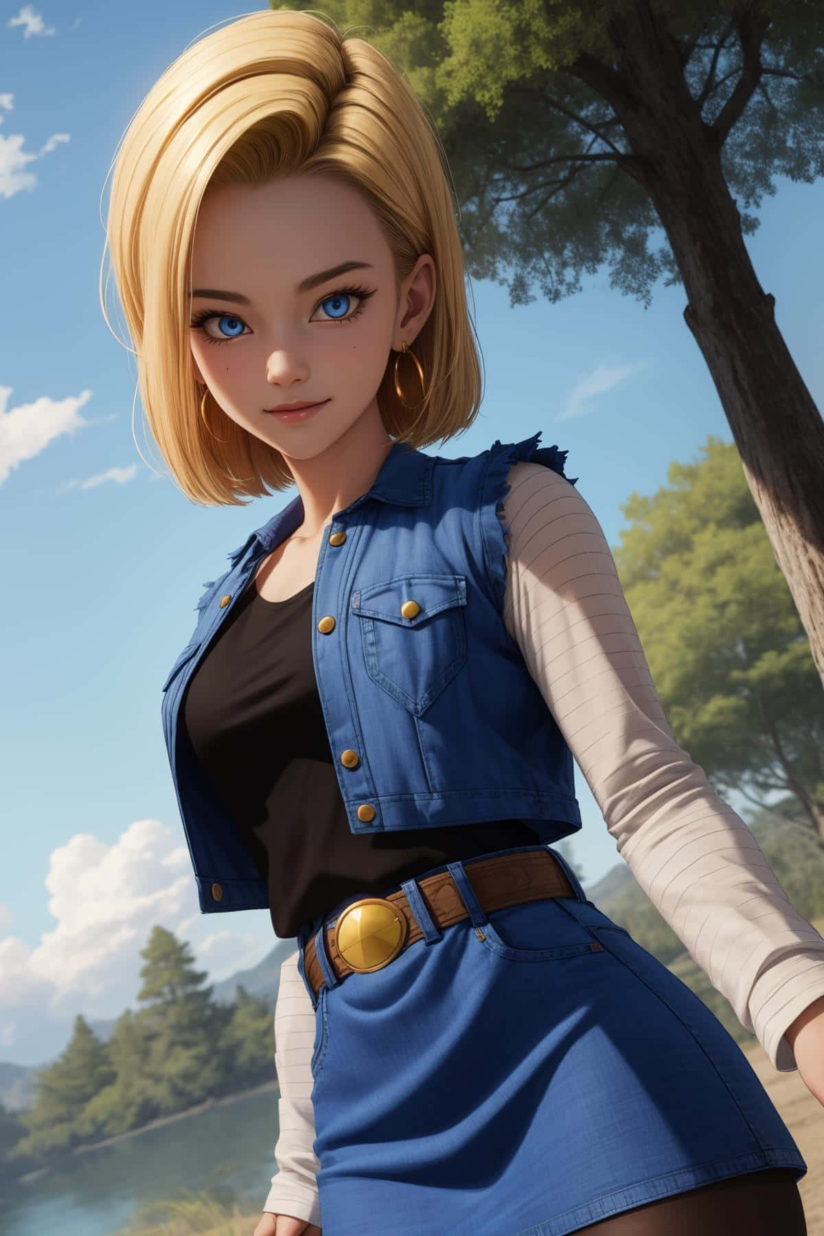 Android 18, blonde anime girl, blue eyes, HD Phone Wallpaper