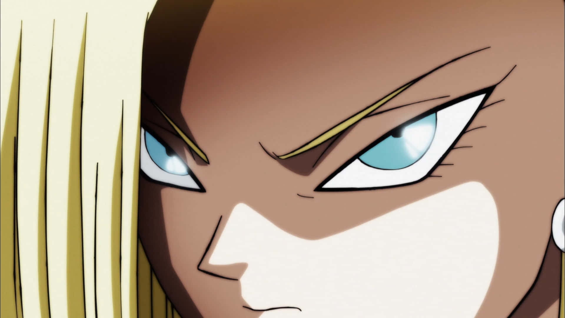Android 18, intense blue eyes, blonde hair, Full HD Desktop Wallpaper