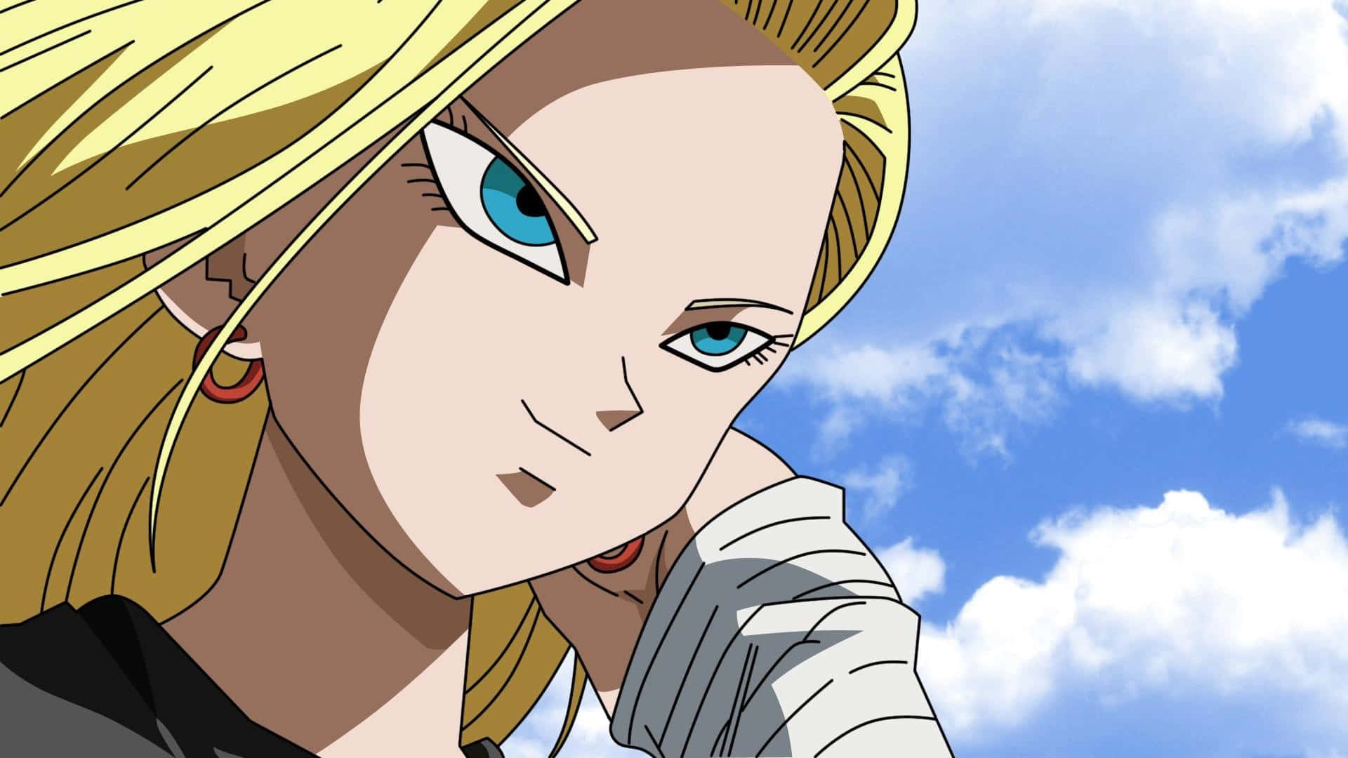 Android 18, blonde anime woman, blue eyes, Full HD Desktop Wallpaper