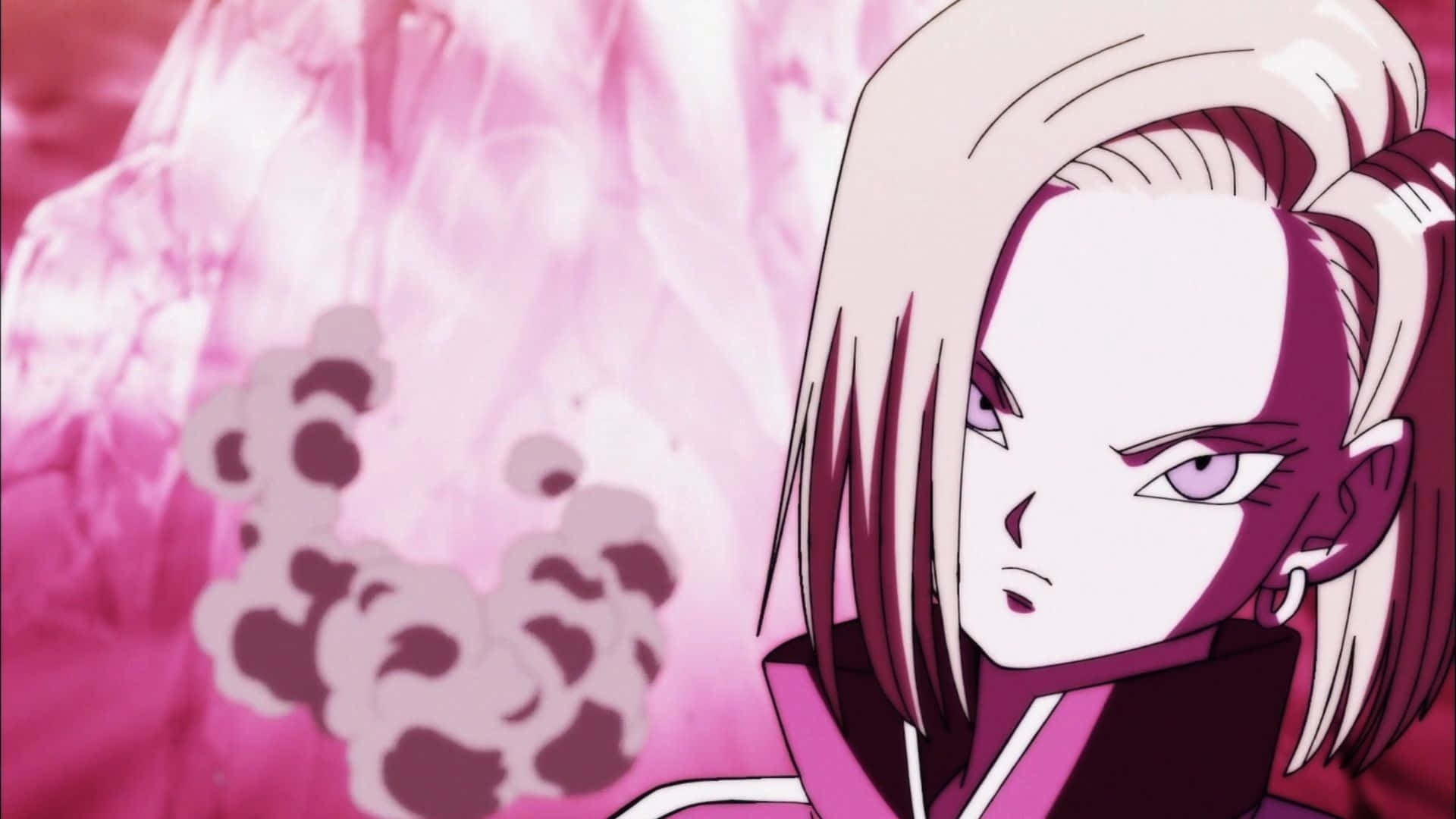 Android 18, white hair, purple eyes, Full HD Desktop Wallpaper