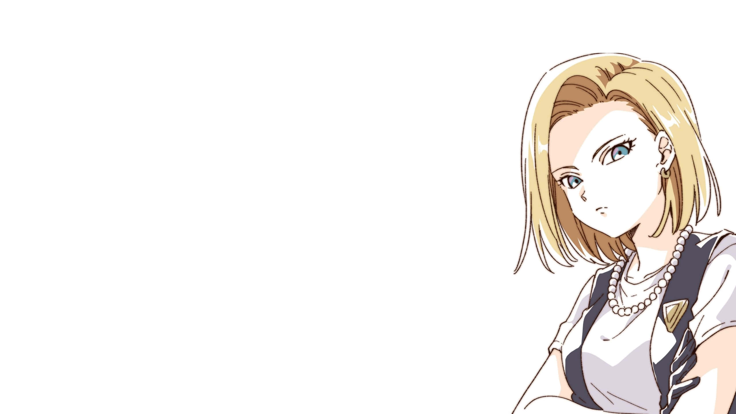 Android 18, blonde bob, pearl necklace, 2K Desktop Wallpaper