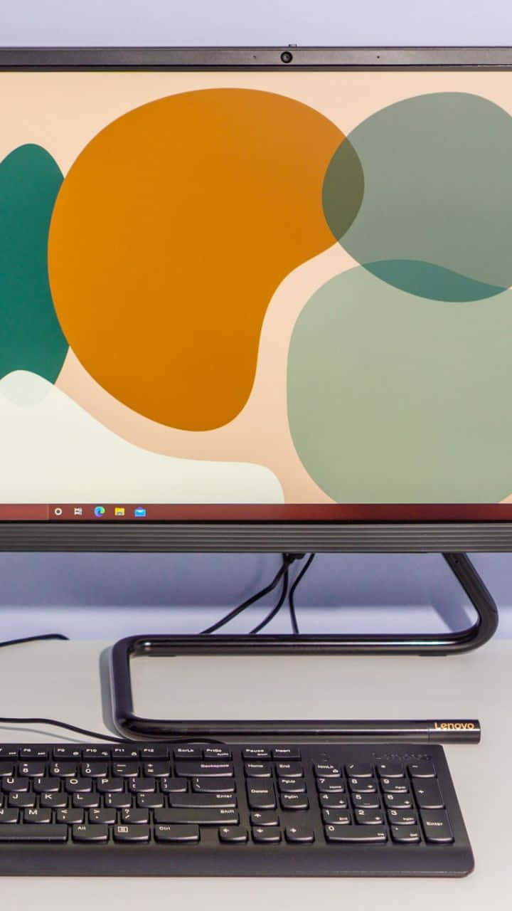 Lenovo all-in-one desktop, sleek black, vibrant abstract wallpaper, HD Phone Wallpaper