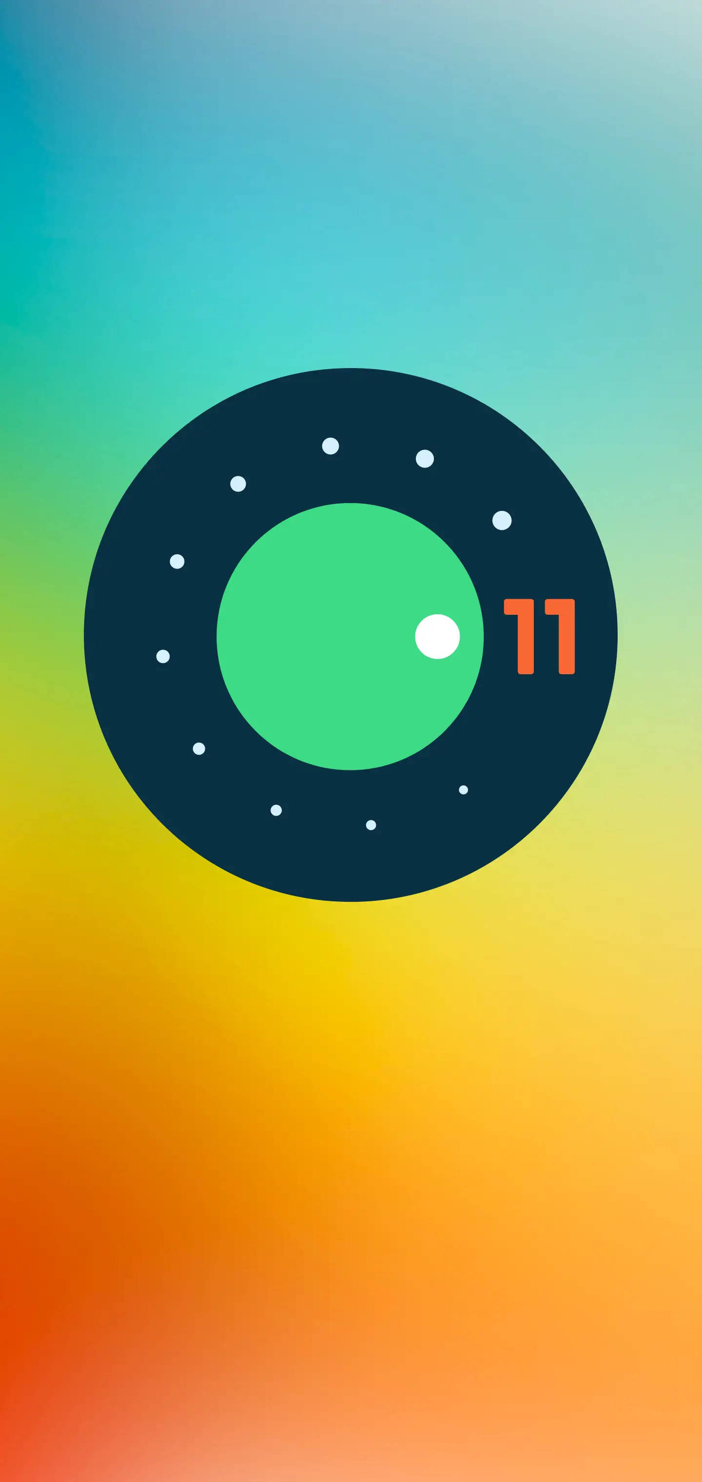 Android 11, number 11, minimalist digital clock icon, 2K Phone Wallpaper