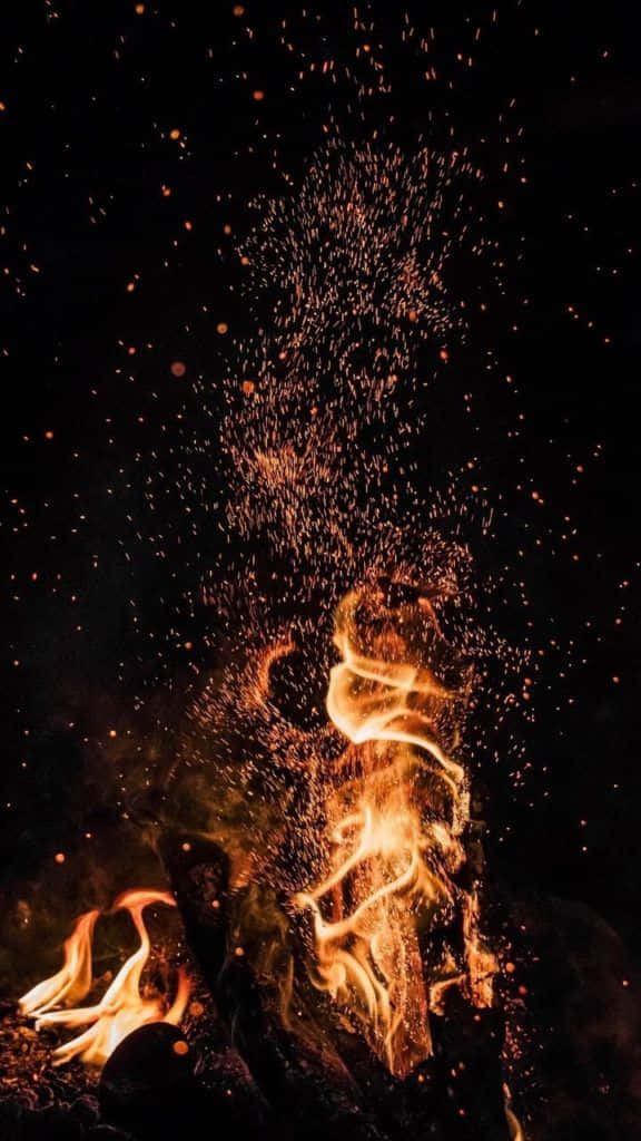 Android Fire, flames, glowing embers, SD Phone Wallpaper