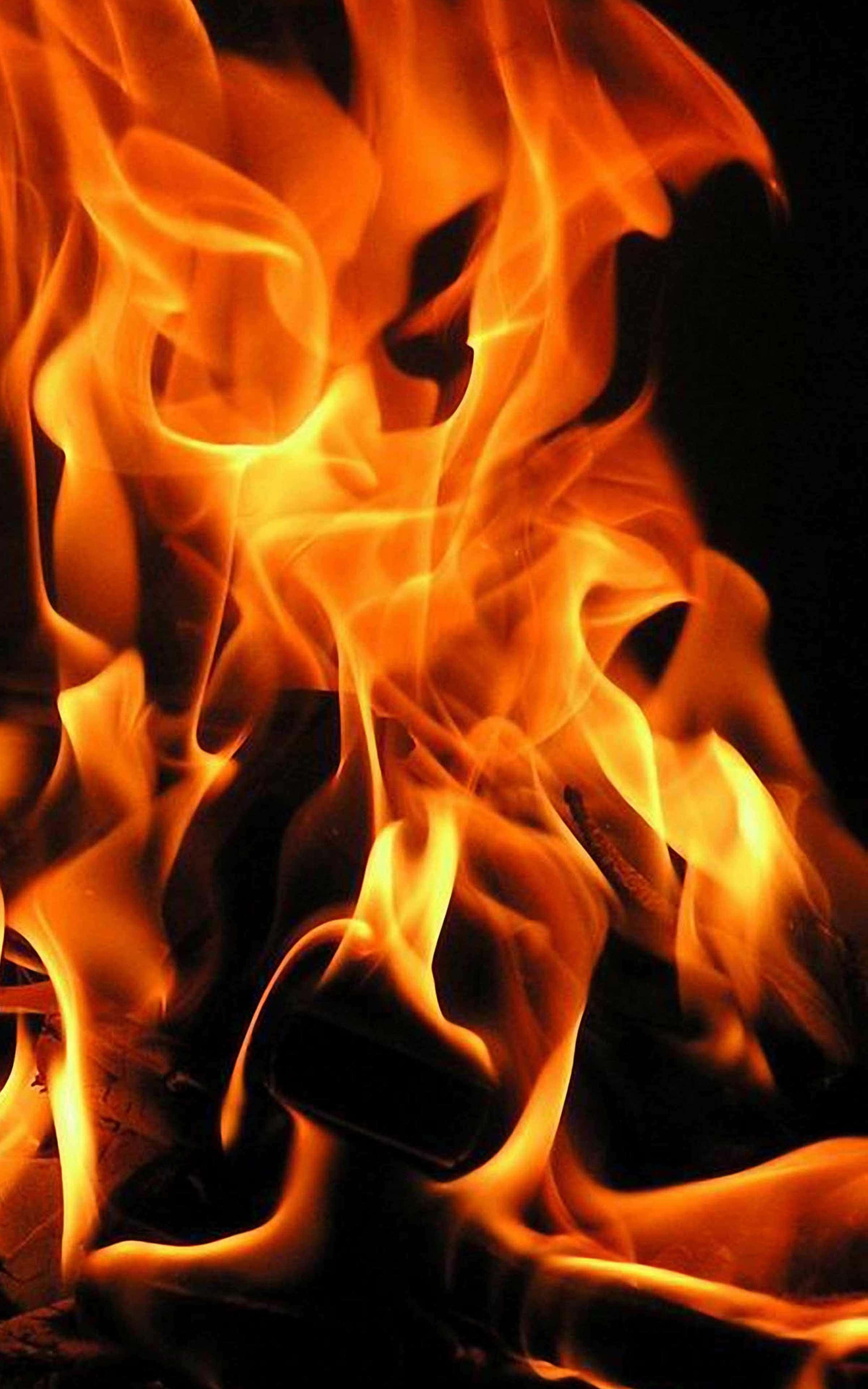 Android Fire, orange, yellow, 4K Phone Wallpaper