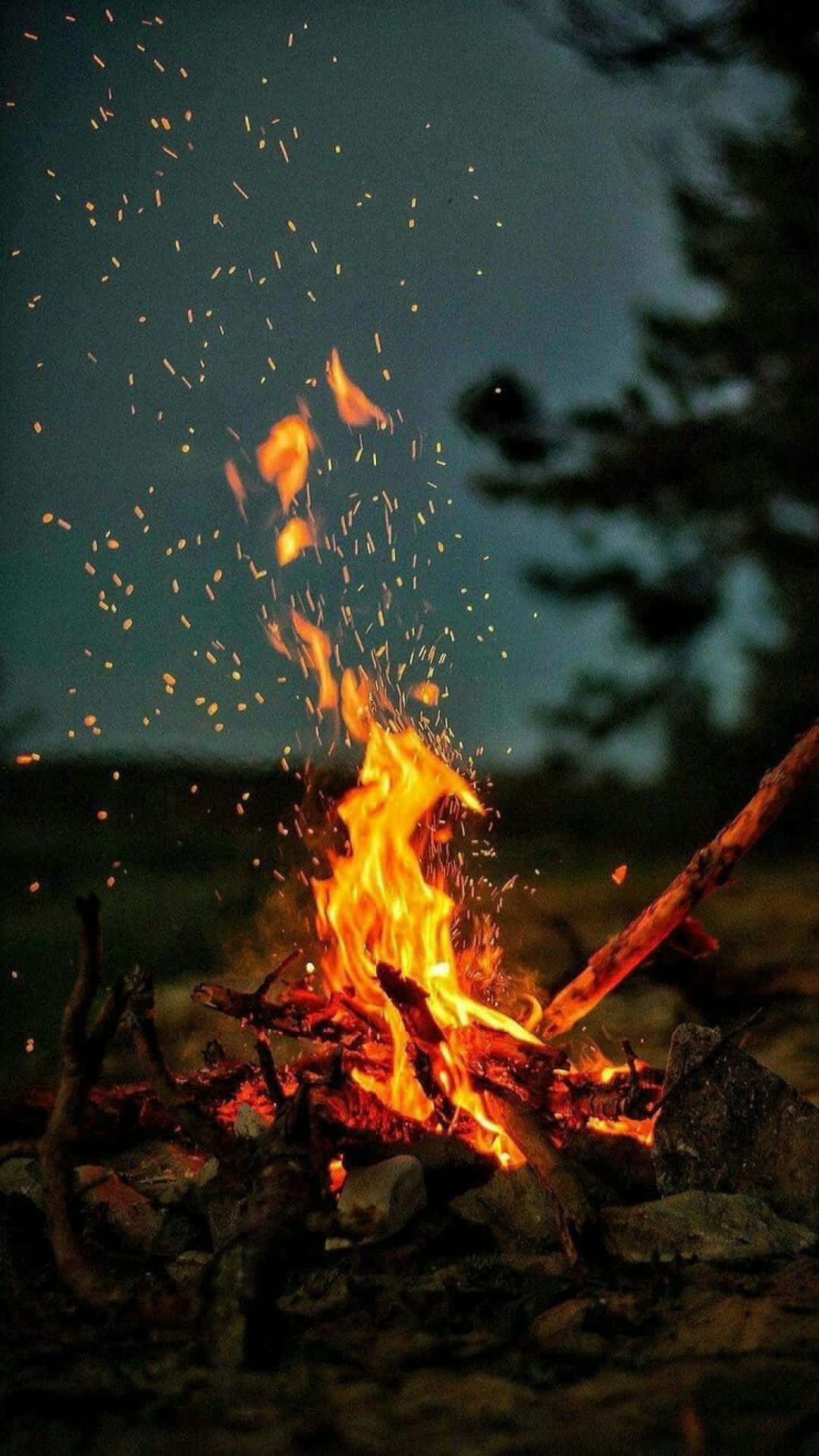 Android Fire, campfire, dusk, HD Phone Wallpaper