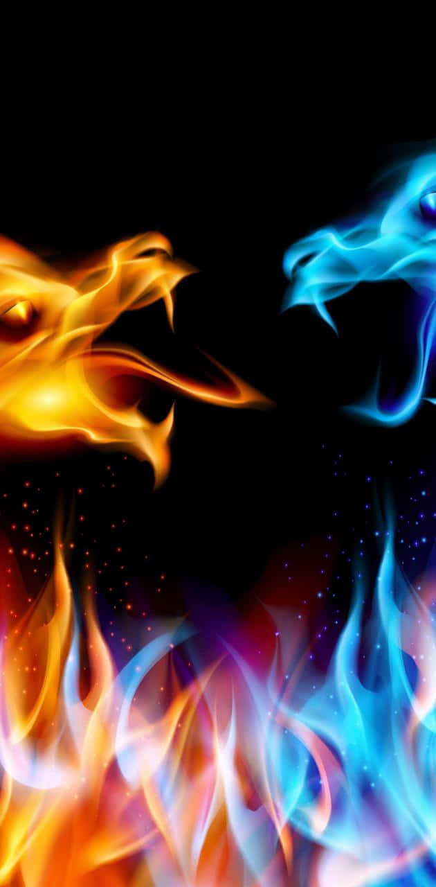 Android Fire, fiery orange, icy blue, HD Phone Wallpaper