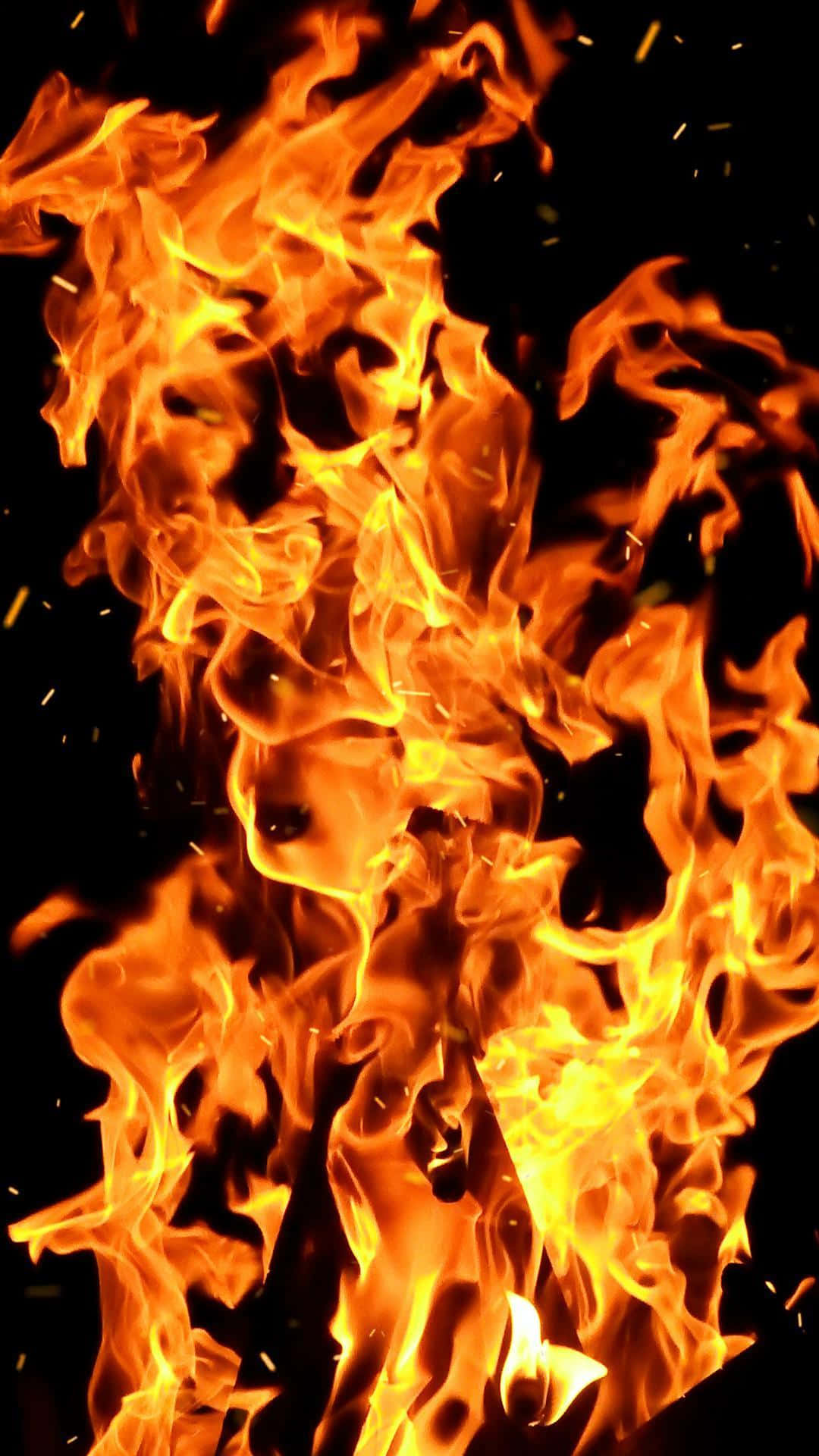 Android Fire, vivid orange, yellow flames, Full HD Phone Wallpaper