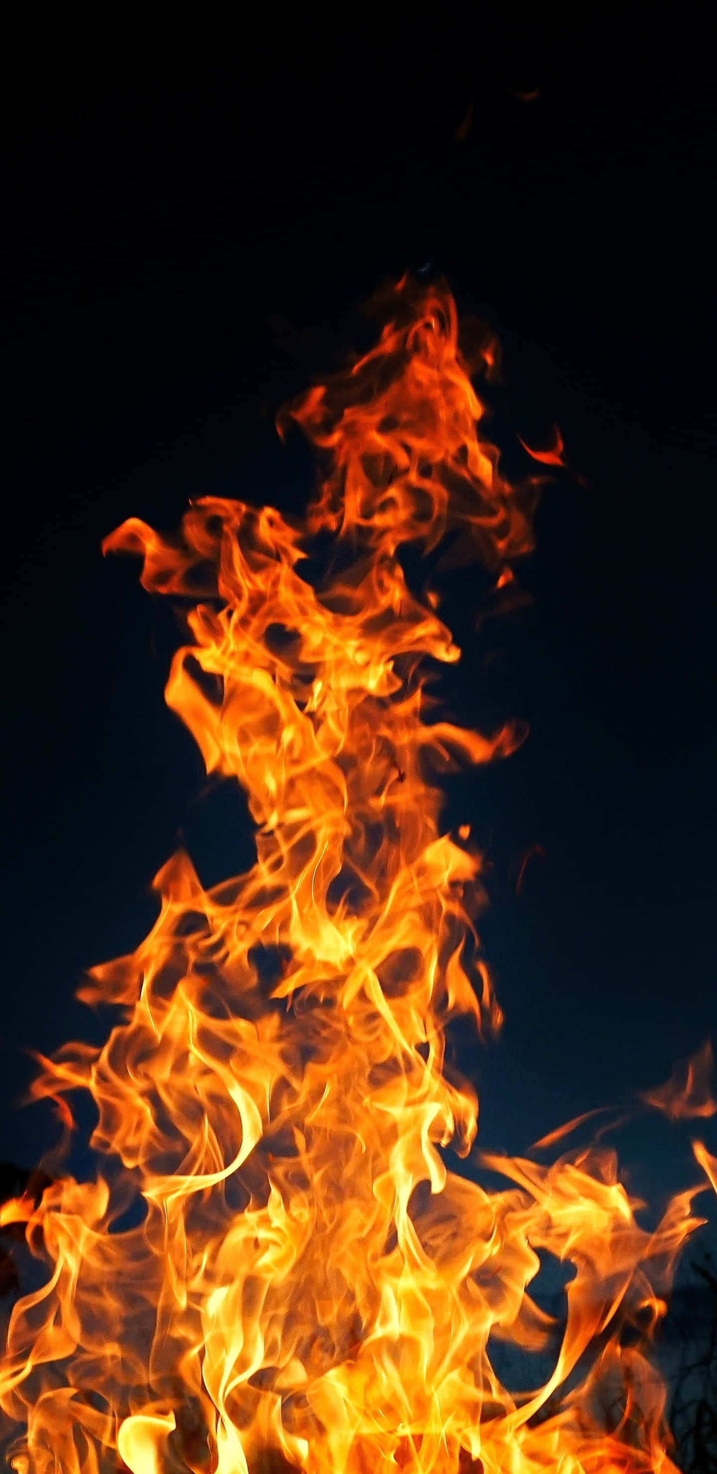 Android Fire, flame logo, vivid orange, 2K Phone Wallpaper