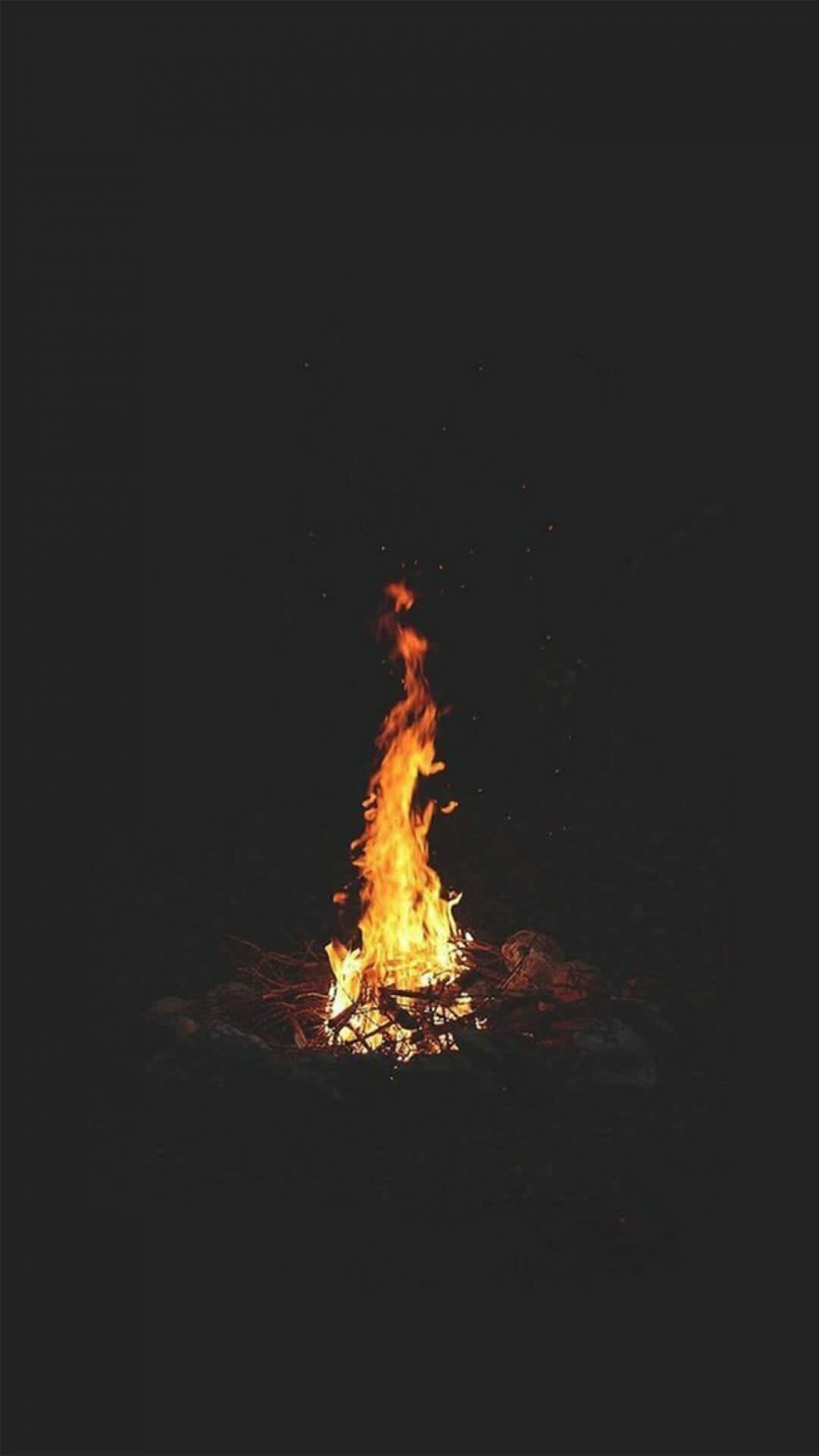 Android Fire, campfire, pitch black night sky, Full HD Phone Wallpaper