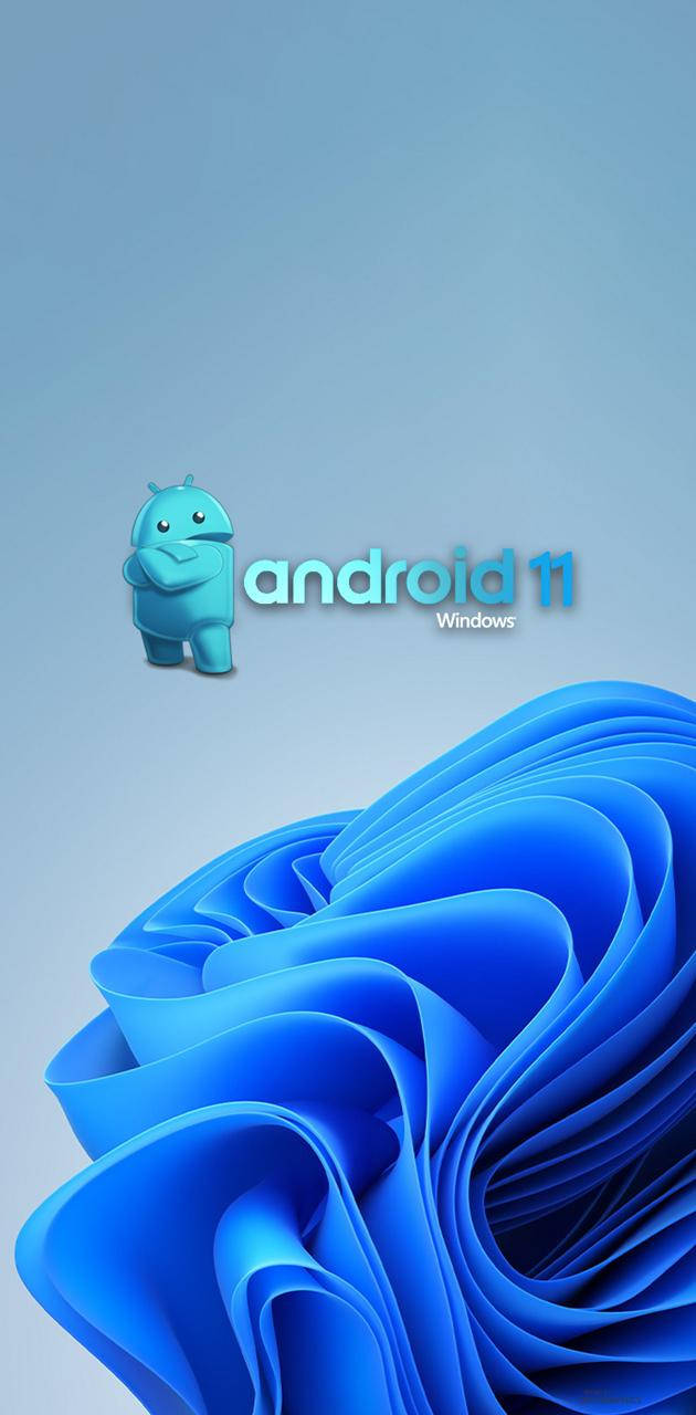 Android 11, light blue background, blue Android mascot, HD Phone Wallpaper