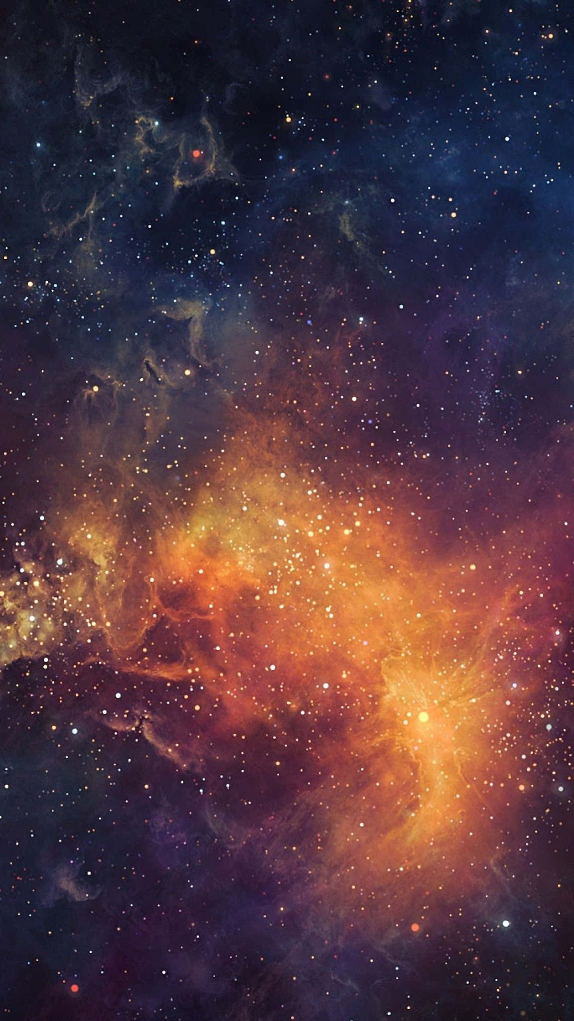 Android Space, cosmic nebula, swirling orange and purple clouds, Full HD Phone Wallpaper