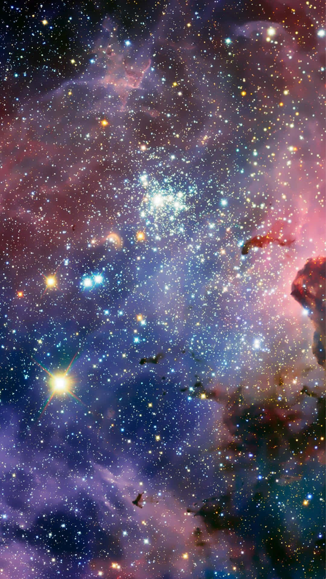 Android Space, glowing nebulae, vibrant purples, Full HD Phone Wallpaper