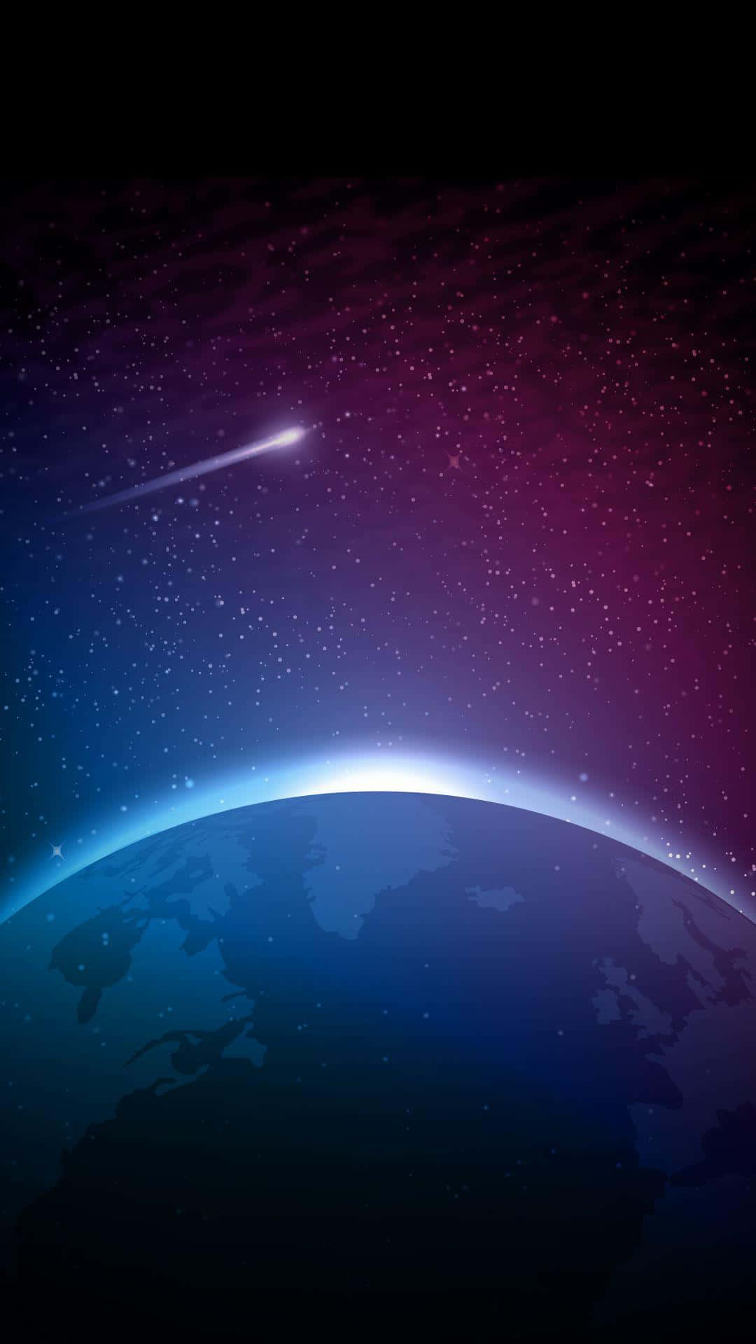 Android Space, comet, starry purple and blue sky, Full HD Phone Wallpaper