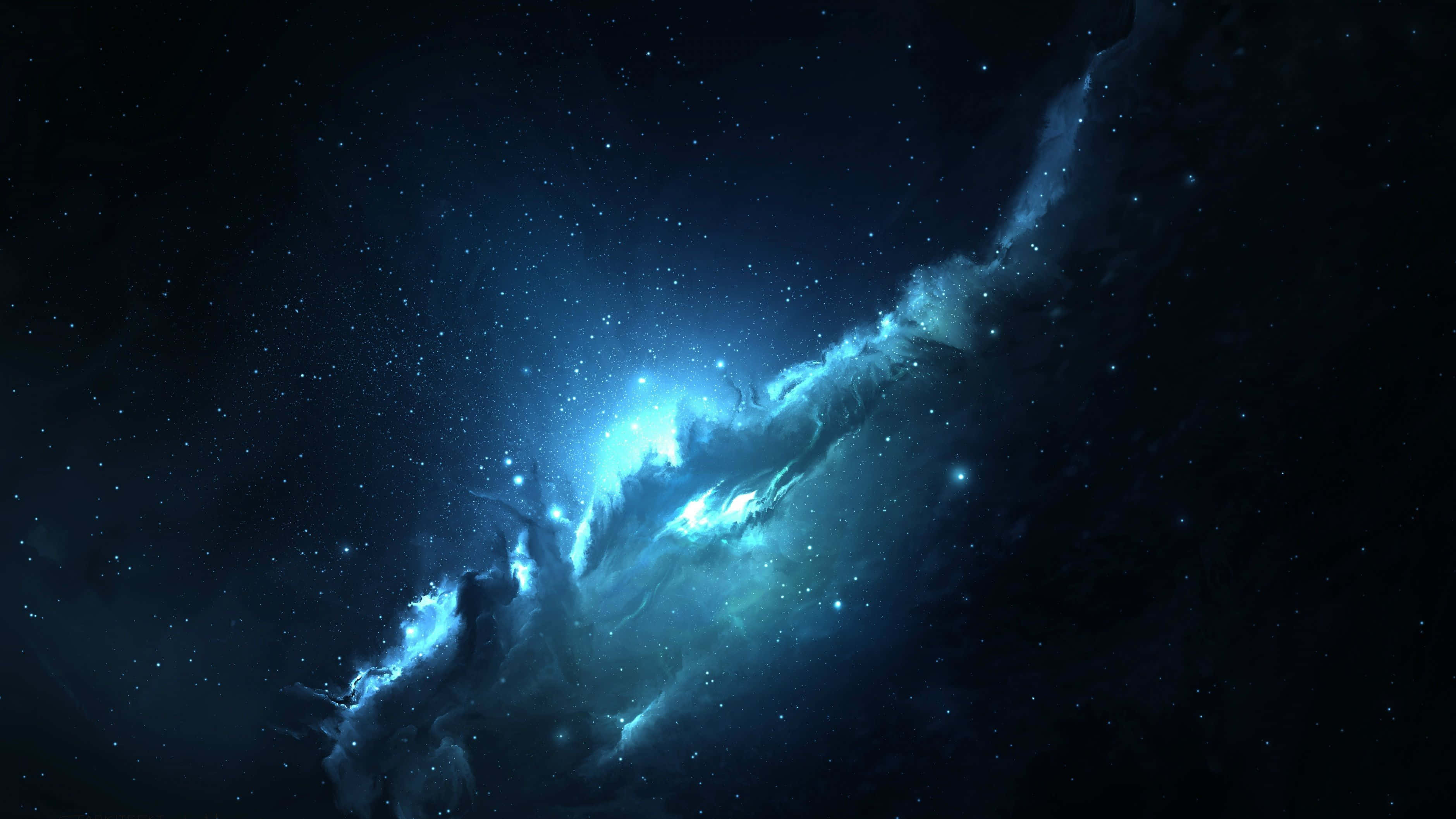 blue nebula, twinkling stars, deep space, 2K Desktop Wallpaper