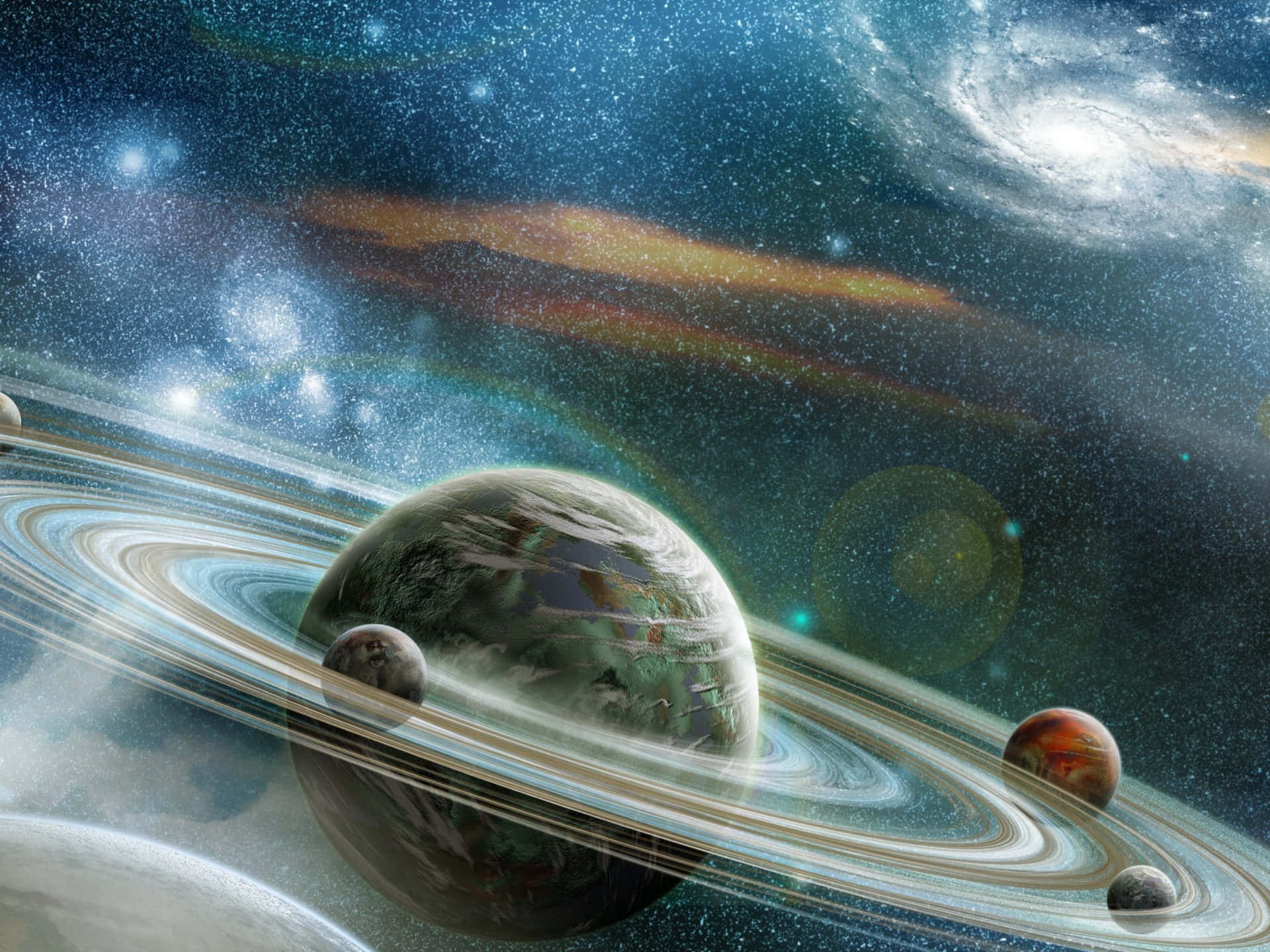Android Space, ringed planet, swirling clouds, Full HD Desktop Wallpaper