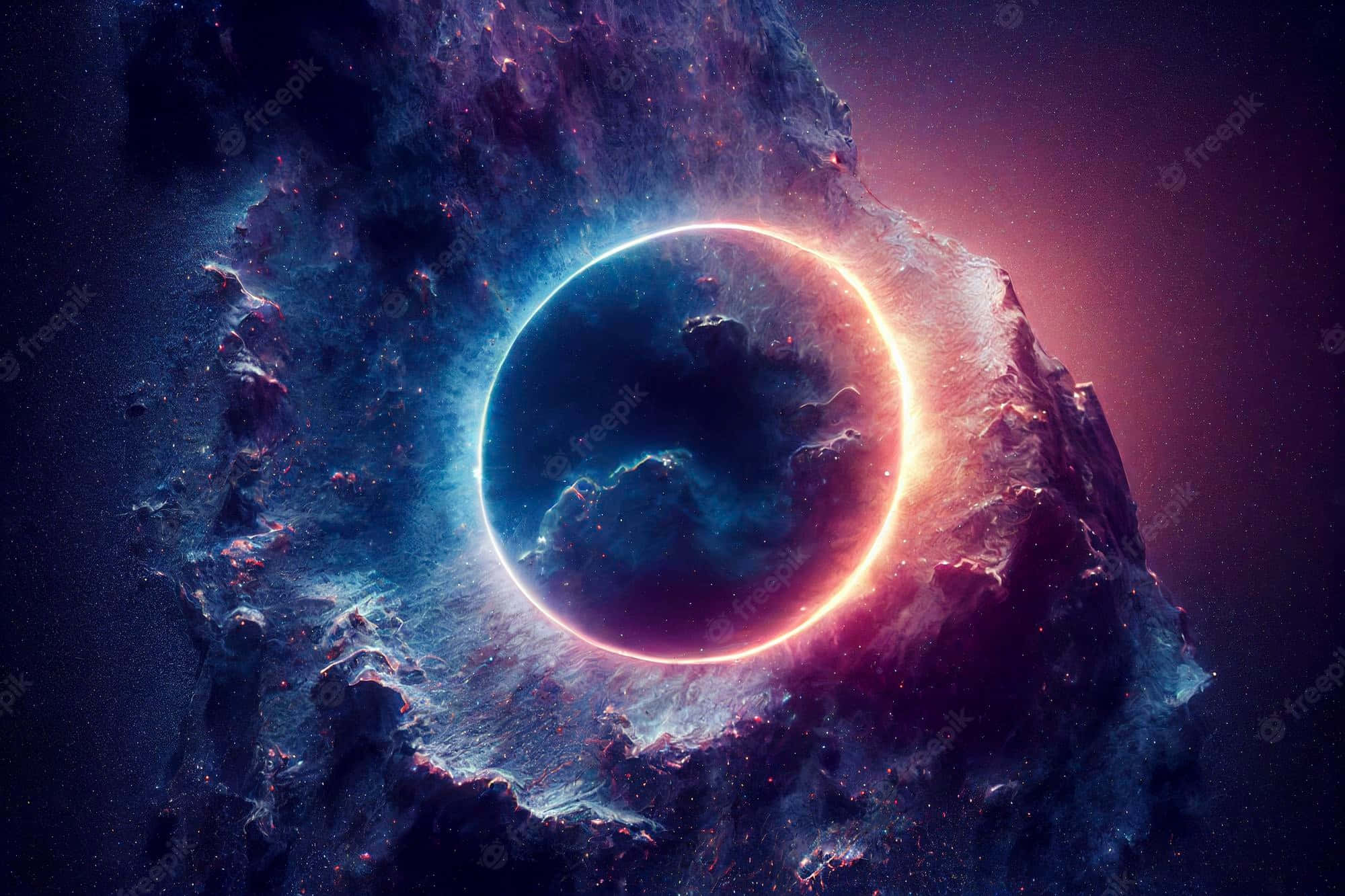 Android Space, cosmic ring, dark planet, Full HD Desktop Wallpaper