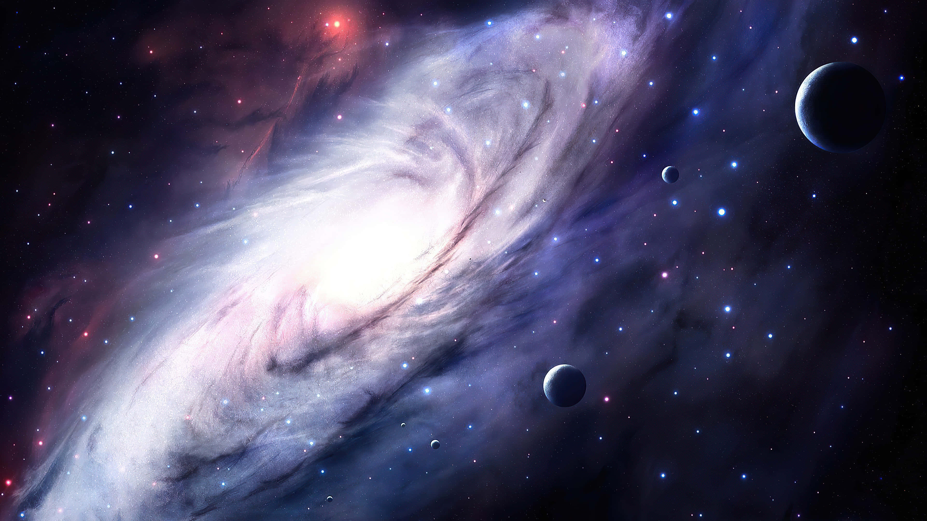 Android Space, spiral galaxy, cosmic dust, 4K Desktop Wallpaper