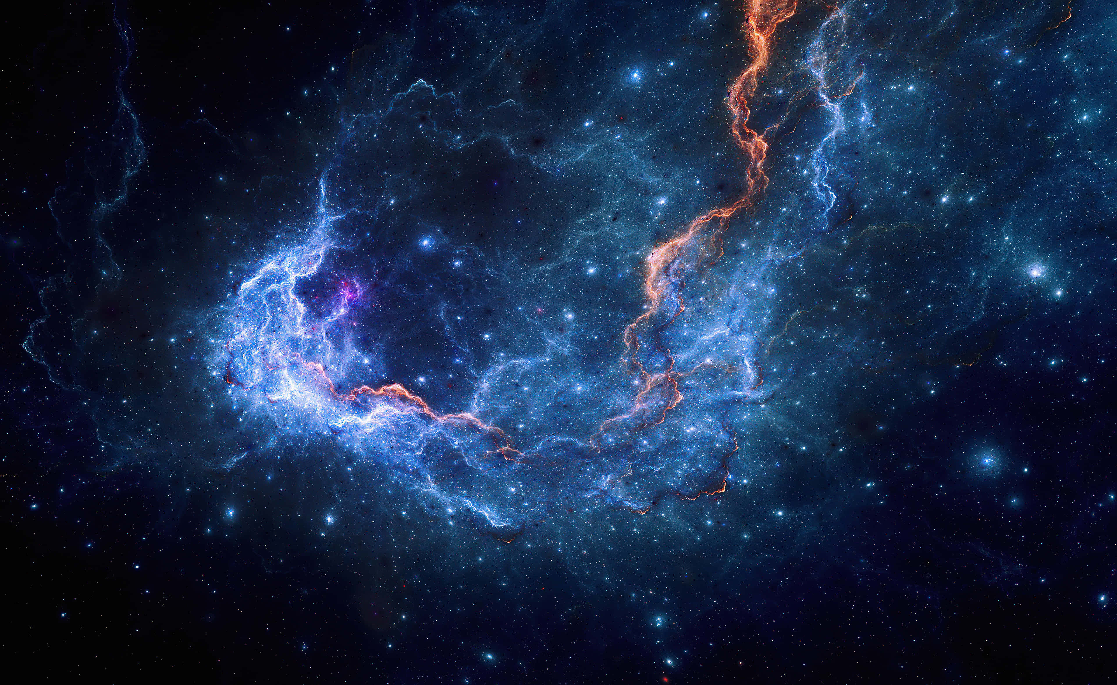 Android Space, cosmic nebula, electric blue, 4K Desktop Wallpaper