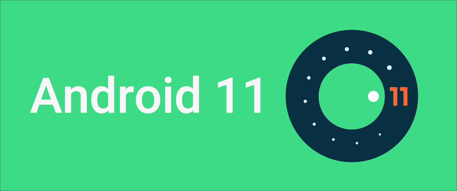 Android 11, green background, white text, HD Desktop Wallpaper