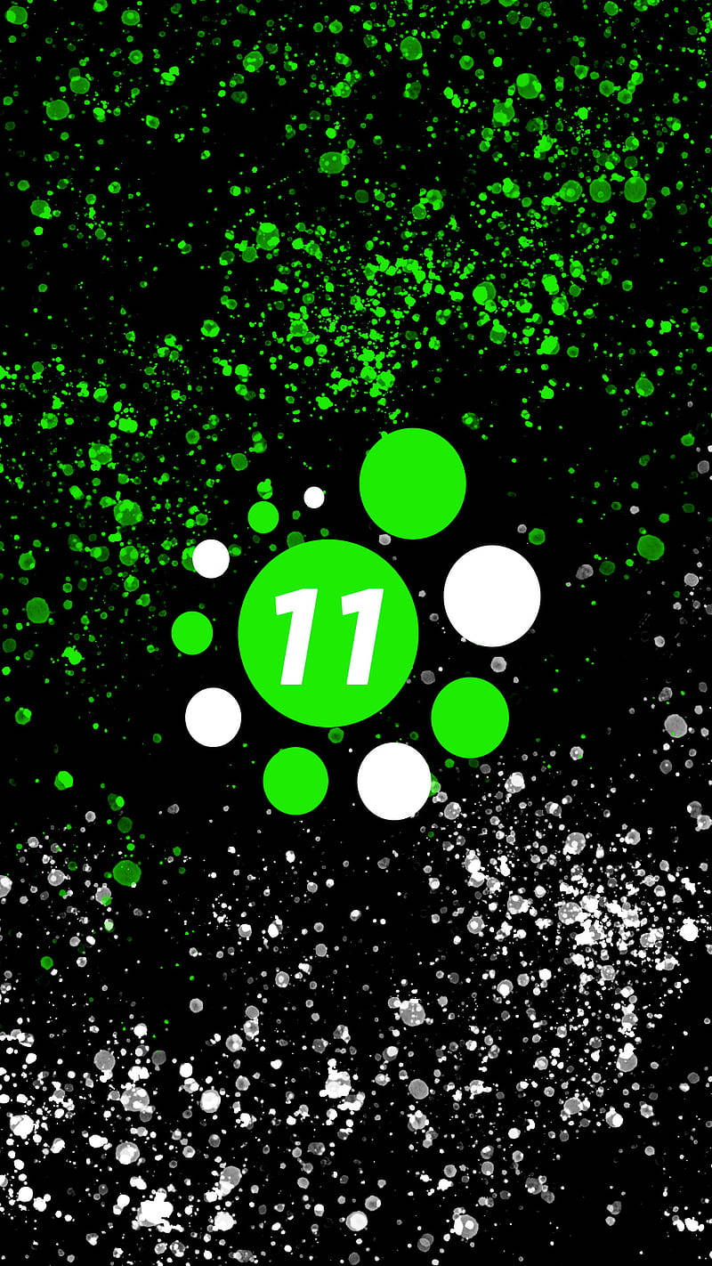 Android 11, sphere logo, green number 11, HD Phone Wallpaper