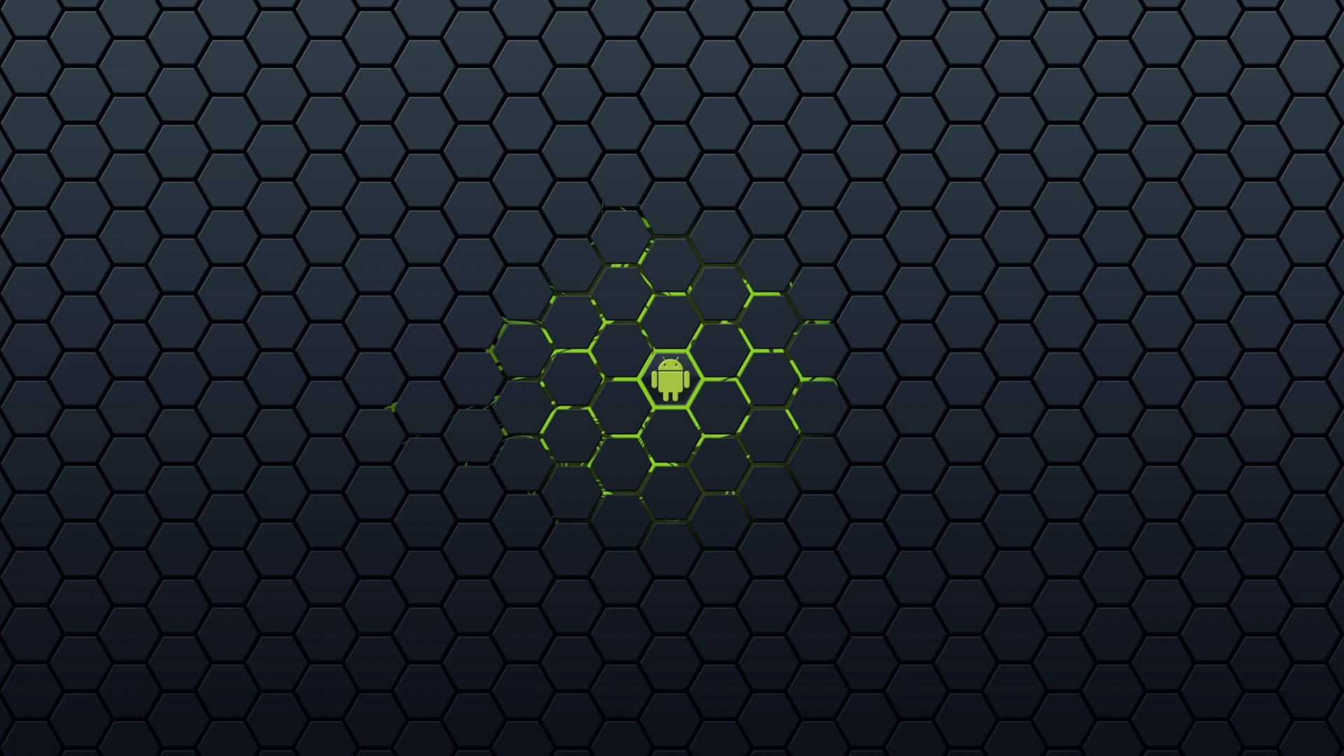 Honeycomb Grey, Android, dark hexagonal grid, Full HD Desktop Wallpaper
