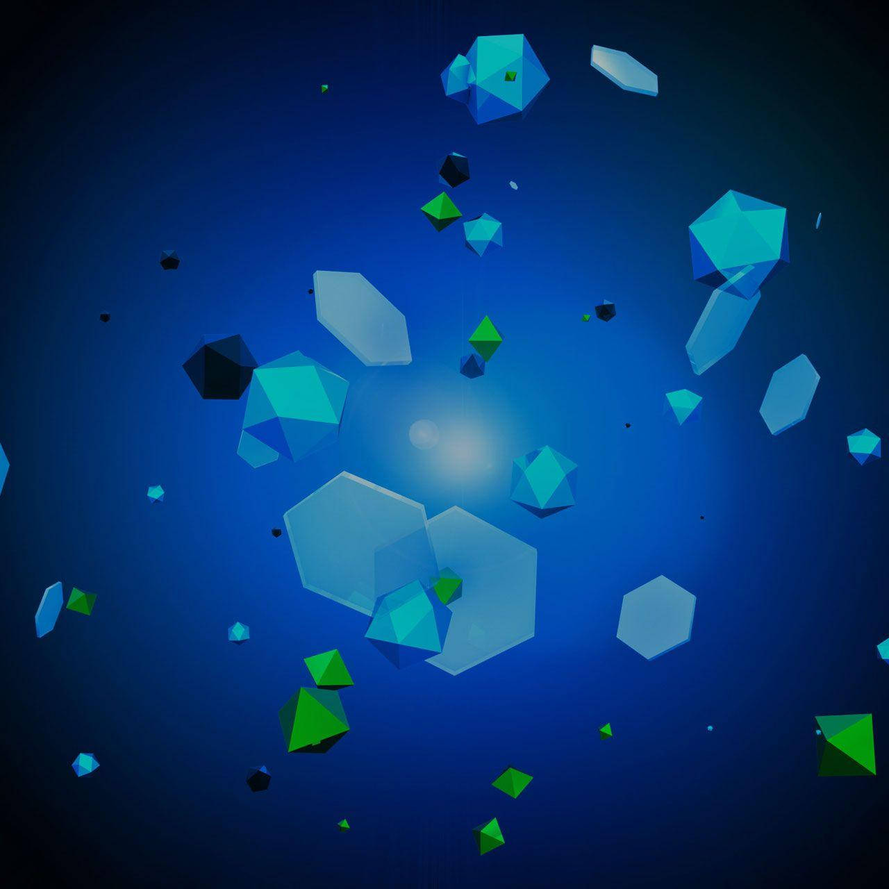 Galaxy Tablet, 3D Geometric Shapes, blue, HD Desktop Wallpaper