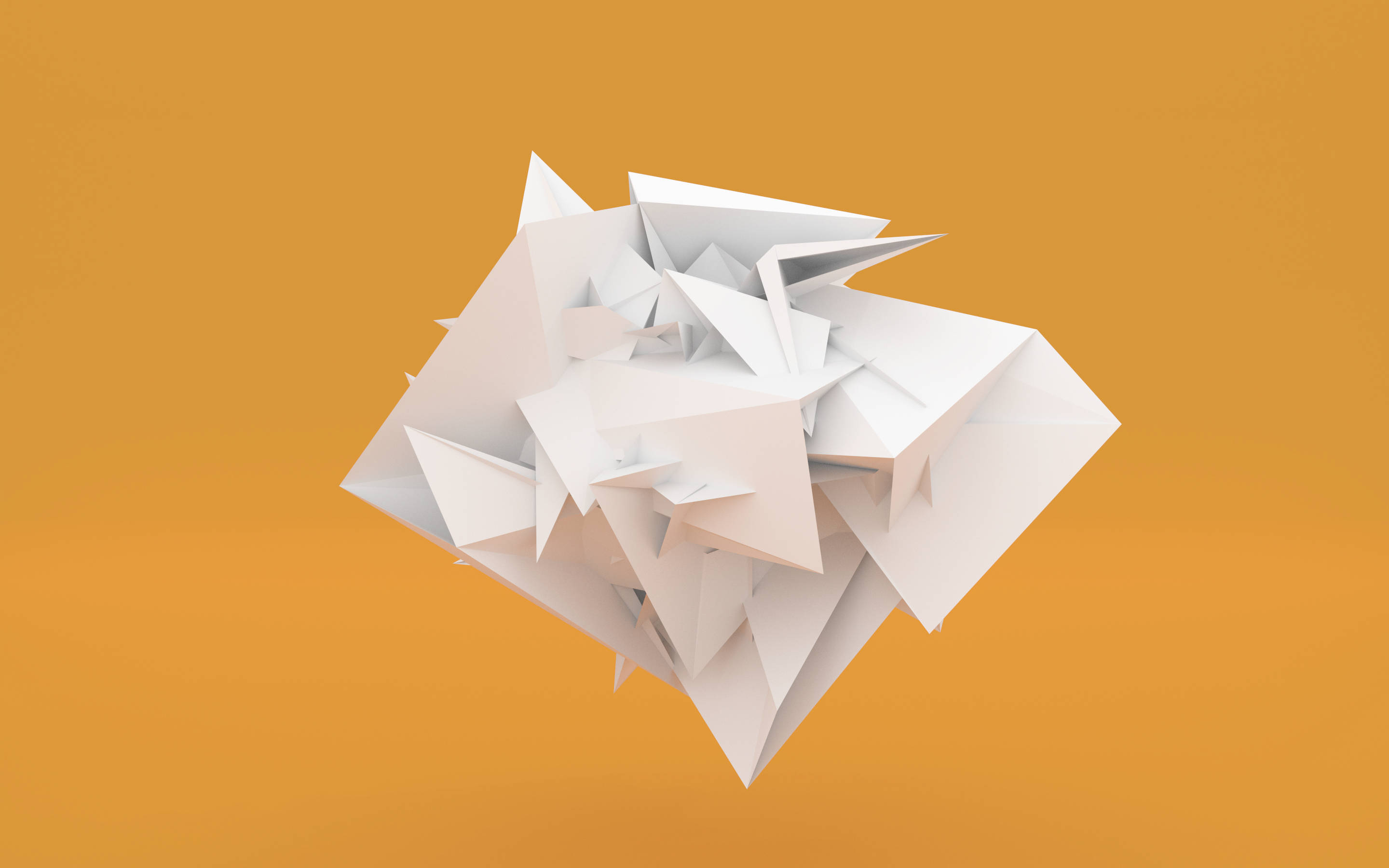 paper origamis 3d android phone, white geometric sculpture, warm orange gradient background, 2K Desktop Wallpaper
