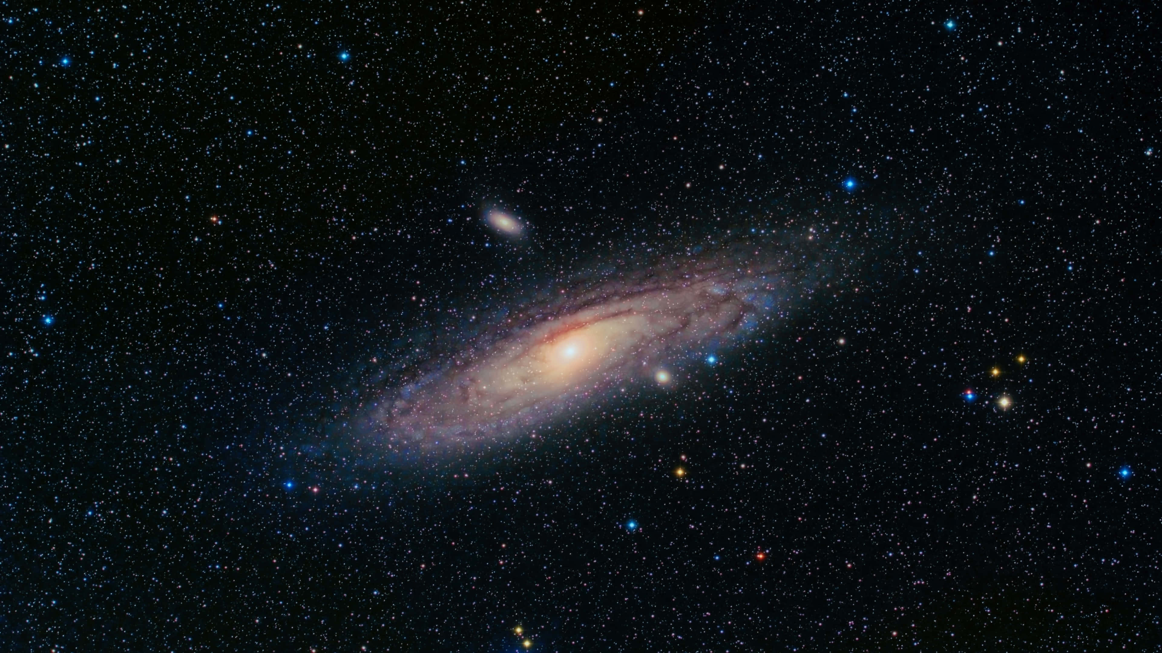 Andromeda Galaxy, orange, purple, 4K Desktop Wallpaper