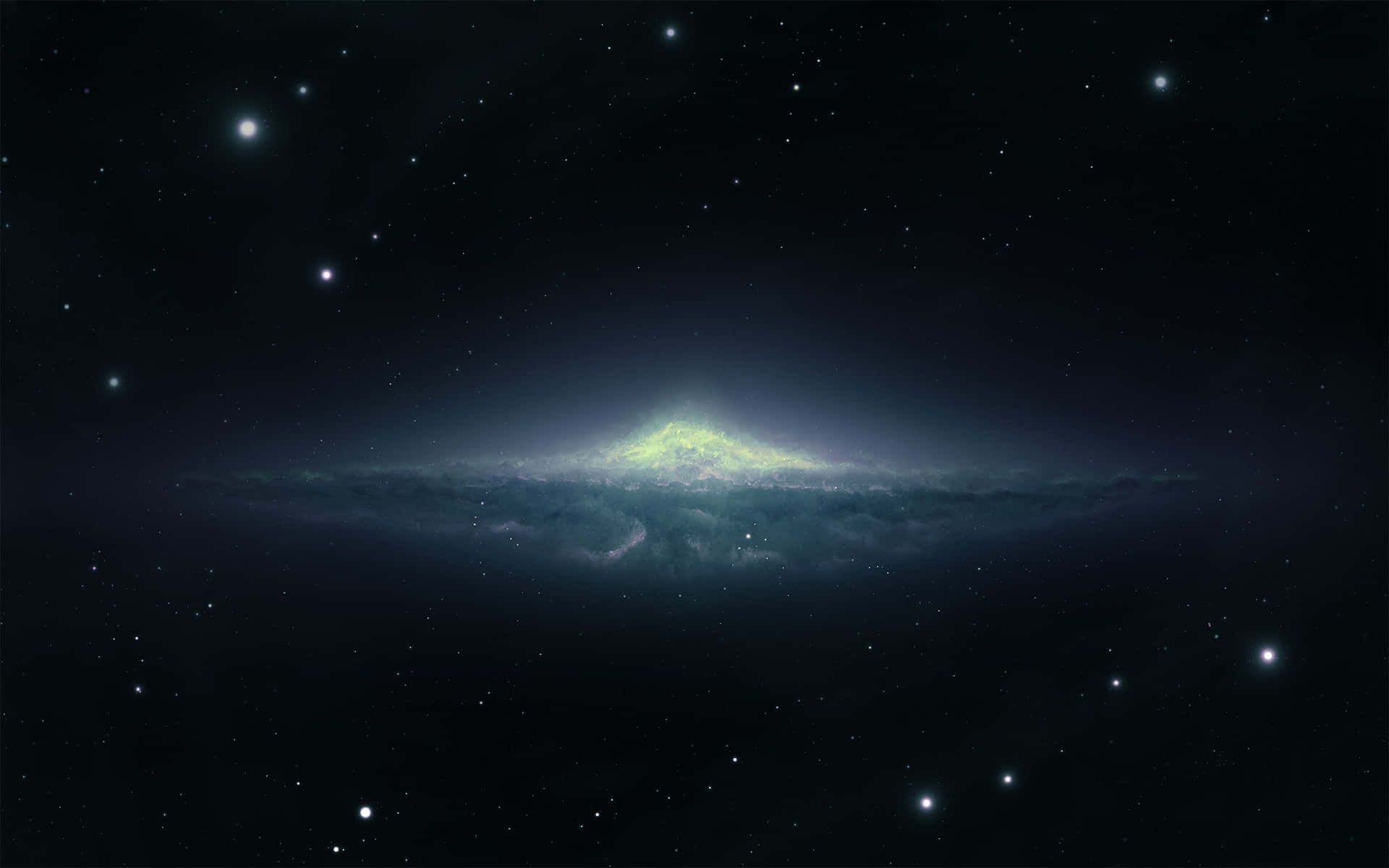 Andromeda Galaxy, 4K Ultra HD, glowing green nebula, Full HD Desktop Wallpaper