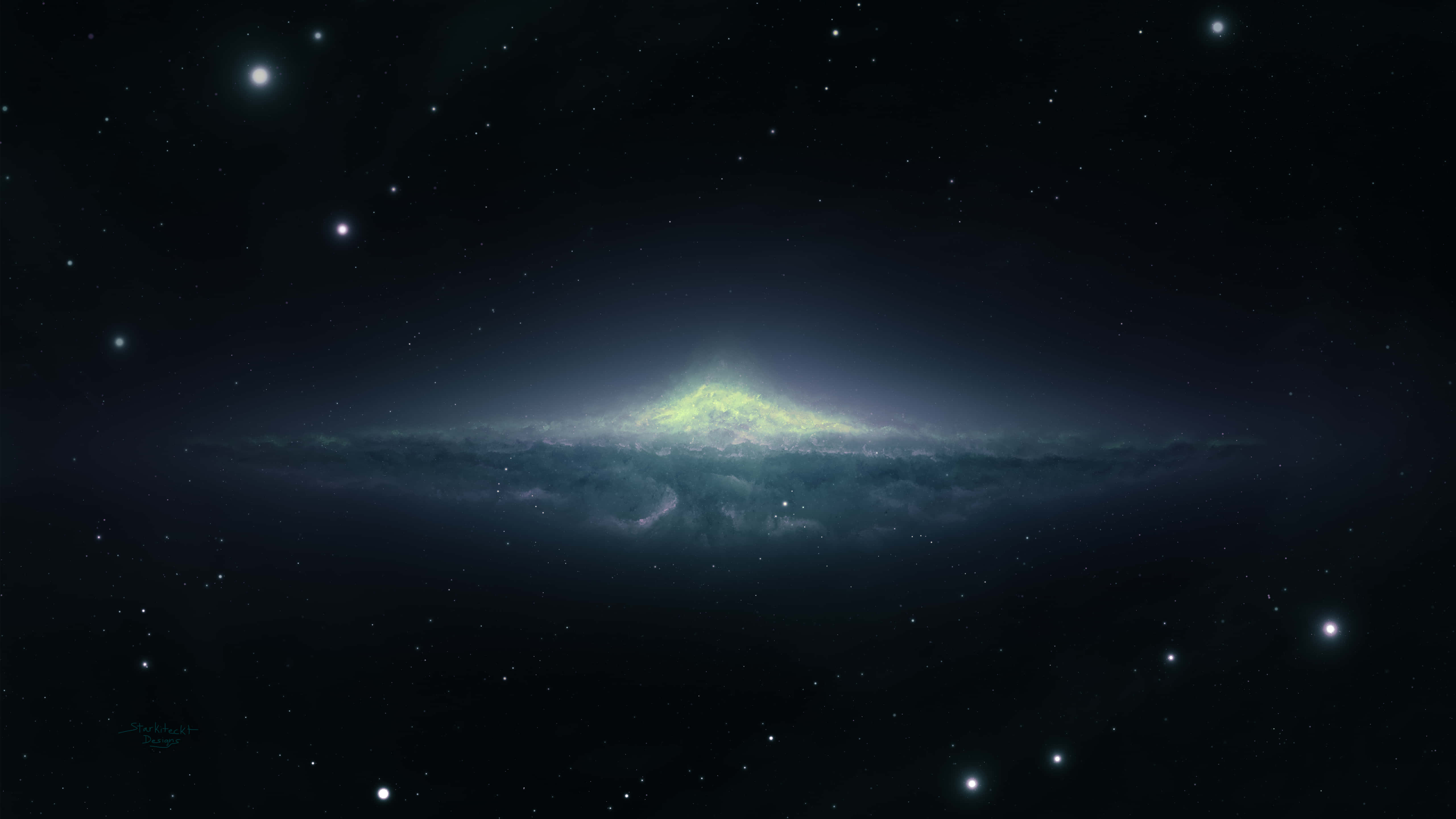 Andromeda Galaxy, 4K, glowing green nebula, 5K Desktop Wallpaper