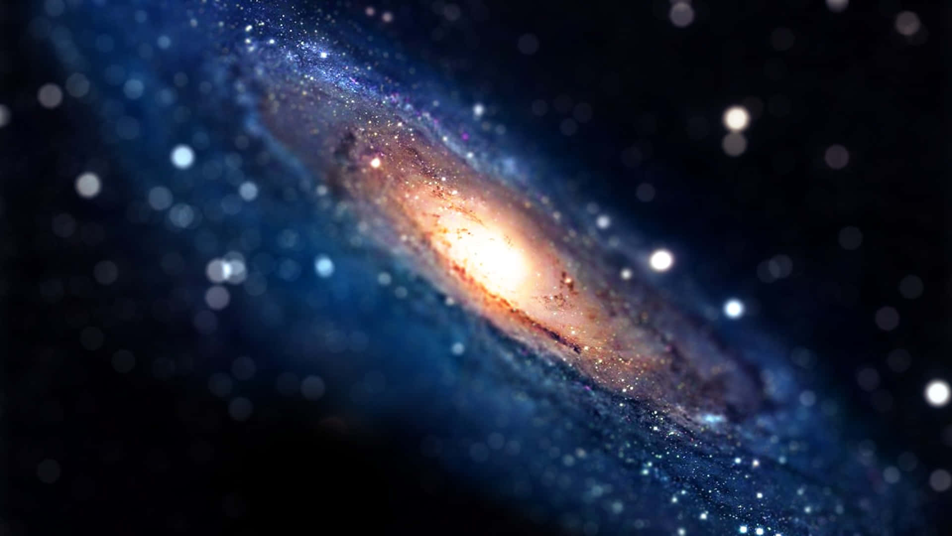 Andromeda Galaxy, spiral galaxy, warm orange, Full HD Desktop Wallpaper