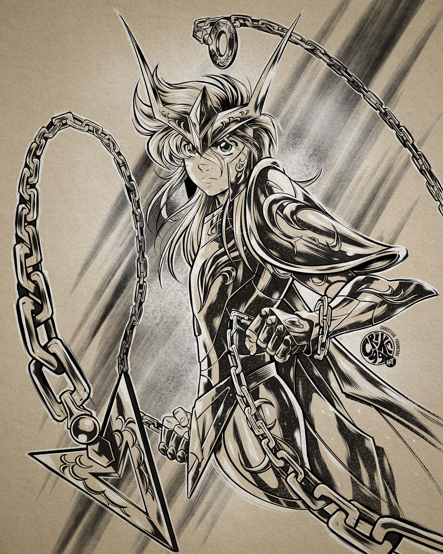 Andromeda Shun, armor, chain weapon, HD Phone Wallpaper