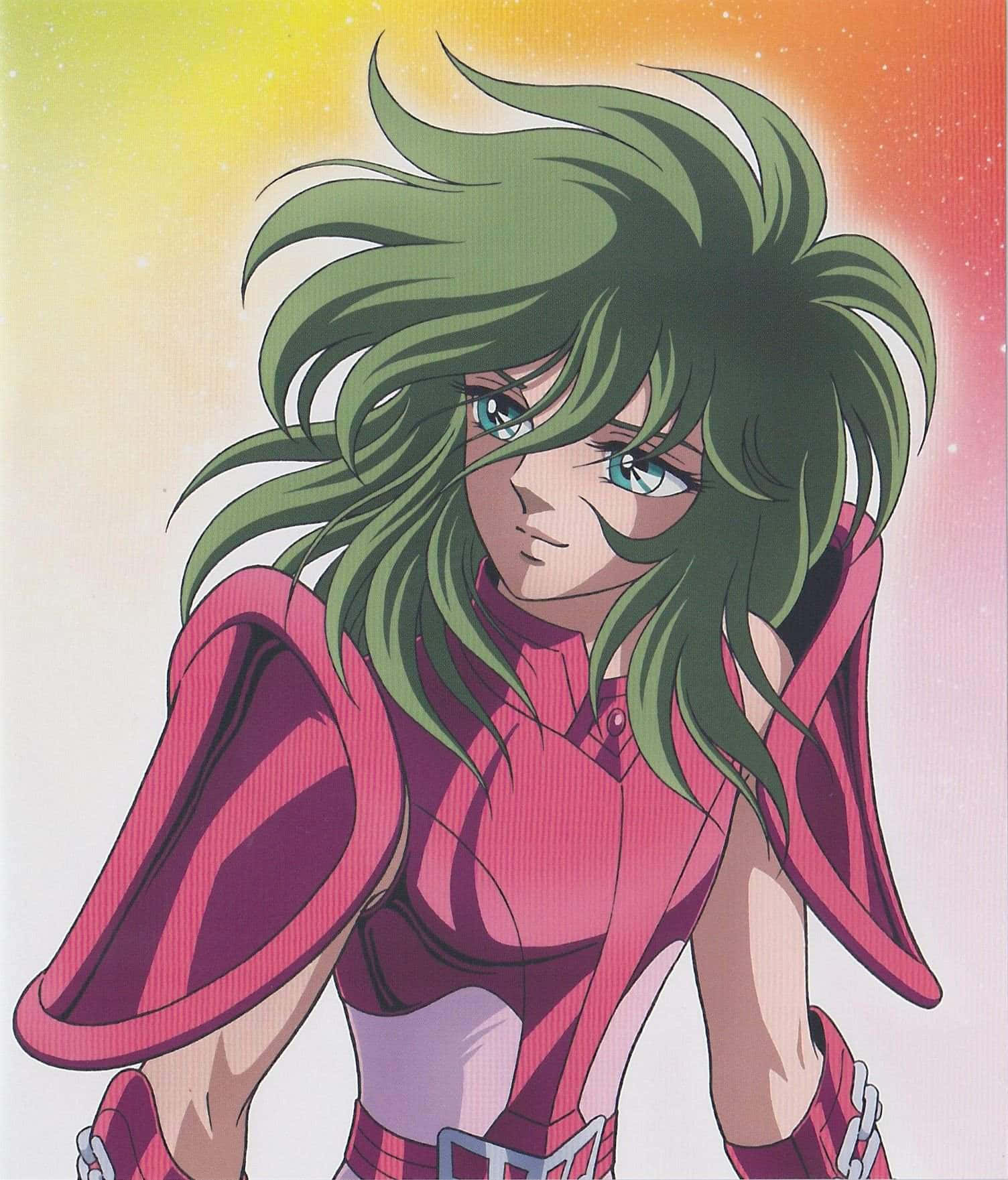 Andromeda Shun, anime portrait, wild green hair, HD Phone Wallpaper