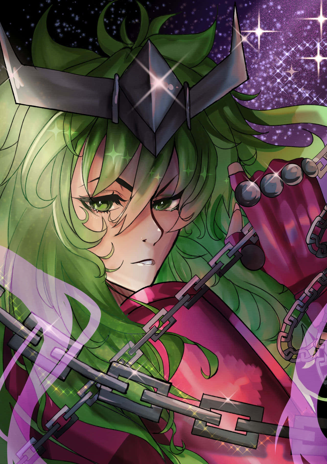 Andromeda Shun, green-haired anime warrior, metallic horned helmet, HD Phone Wallpaper